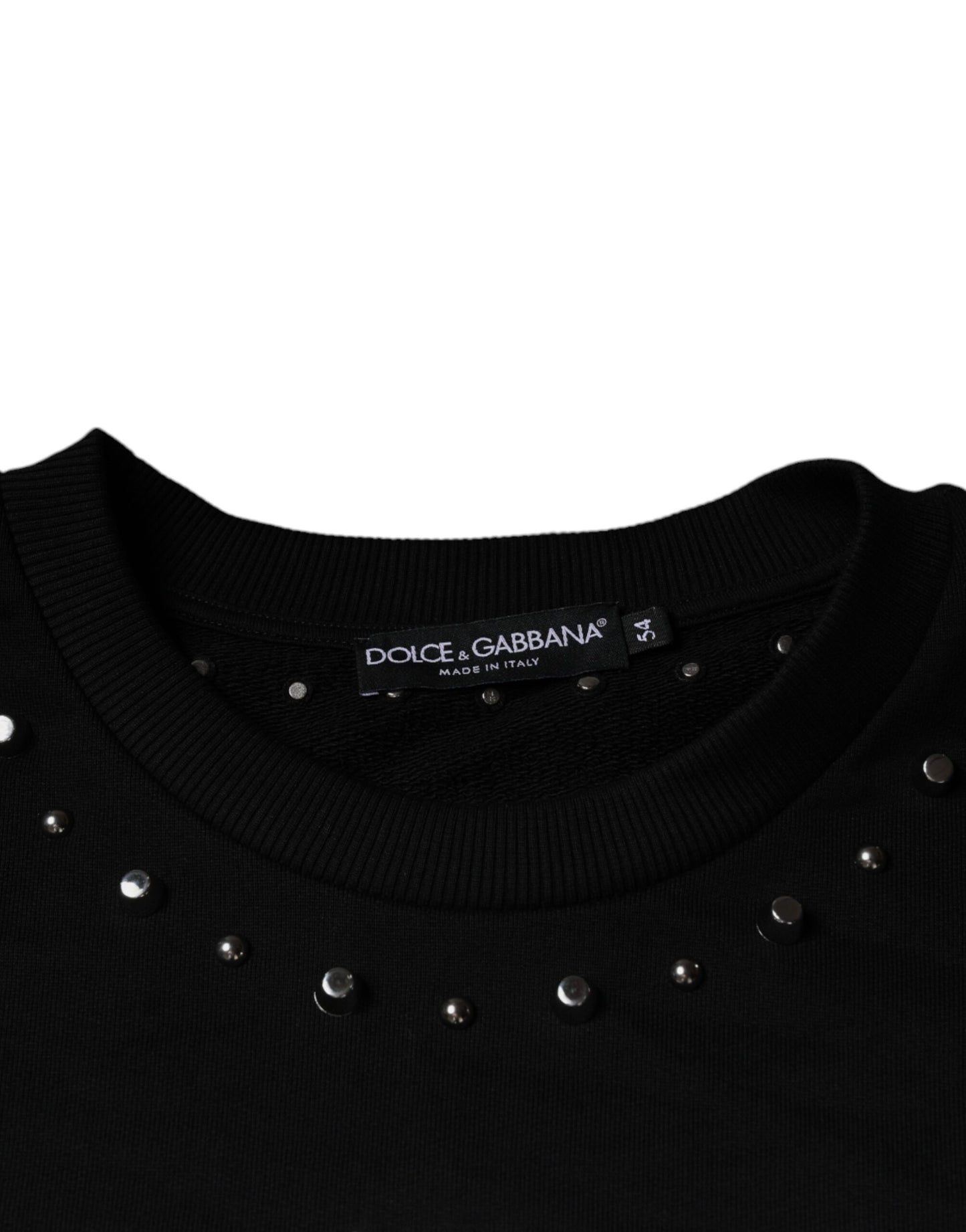 Dolce & Gabbana Black Logo Stud Pullover Sweatshirt Sweater IT54 / XL