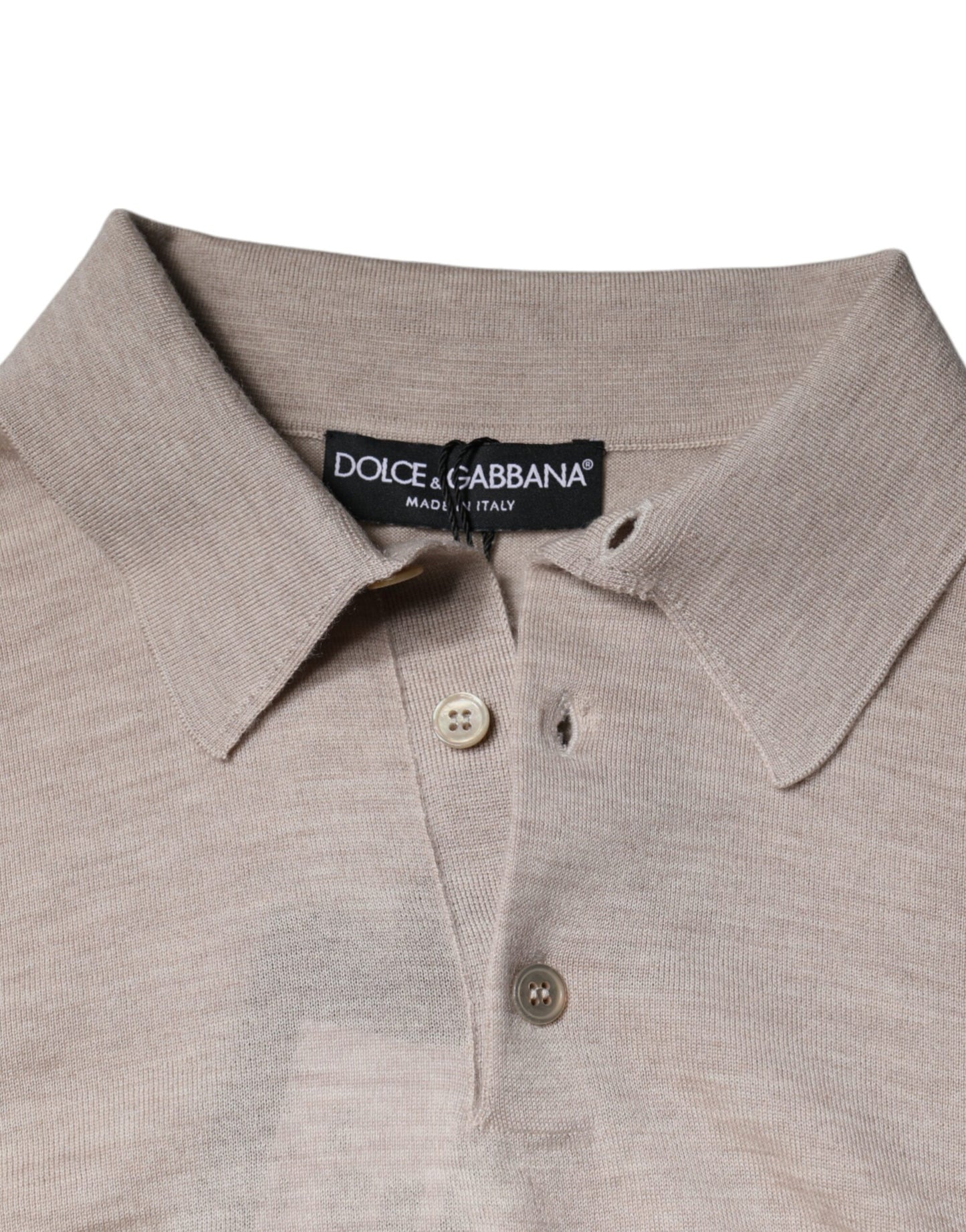 Dolce & Gabbana Beige Cashmere Knit Collared Pullover Sweater IT48 / M