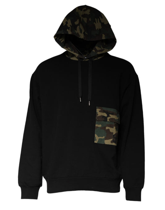 Dolce & Gabbana Black Camouflage Hooded Sweatshirt Sweater IT44 / XS