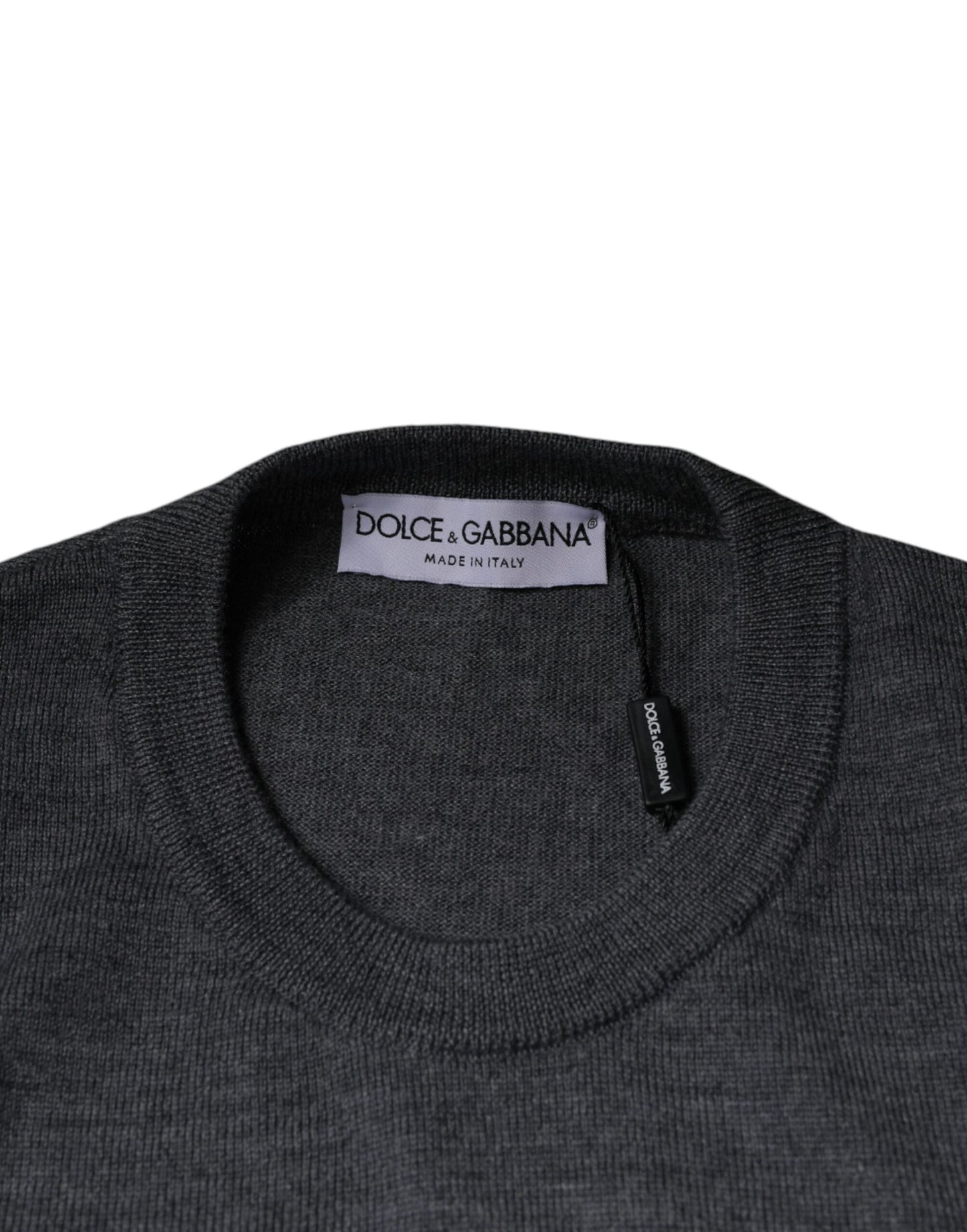 Dolce & Gabbana Dark Gray Wool Crew Neck Pullover Sweater IT50 / L