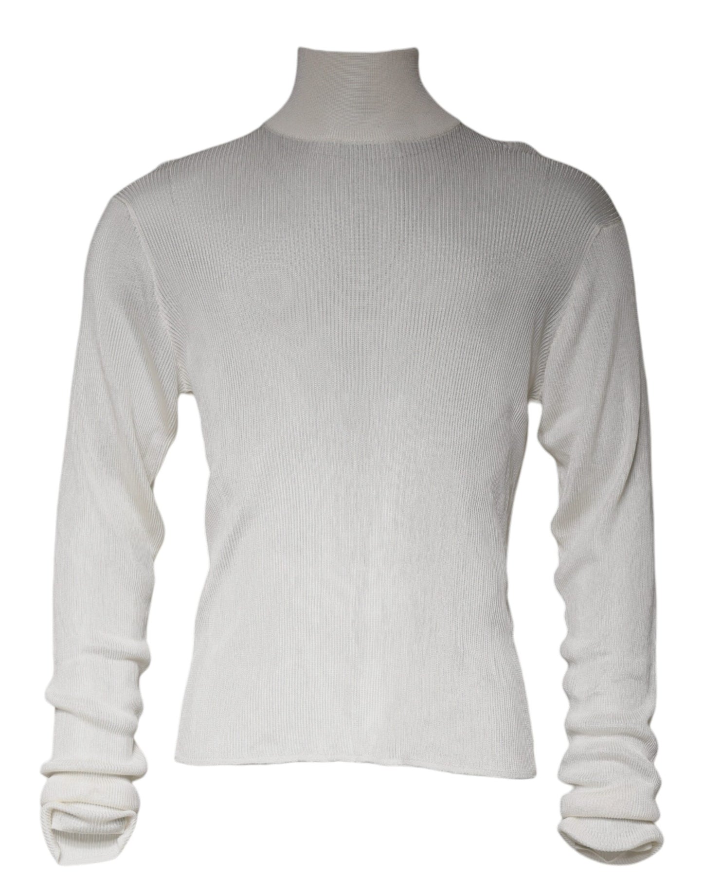 Dolce & Gabbana White Long Sleeve Turtleneck Men Pullover Sweater IT54 / XL