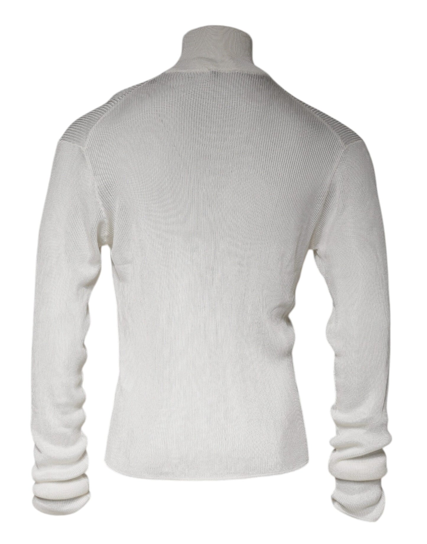 Dolce & Gabbana White Long Sleeve Turtleneck Men Pullover Sweater IT54 / XL