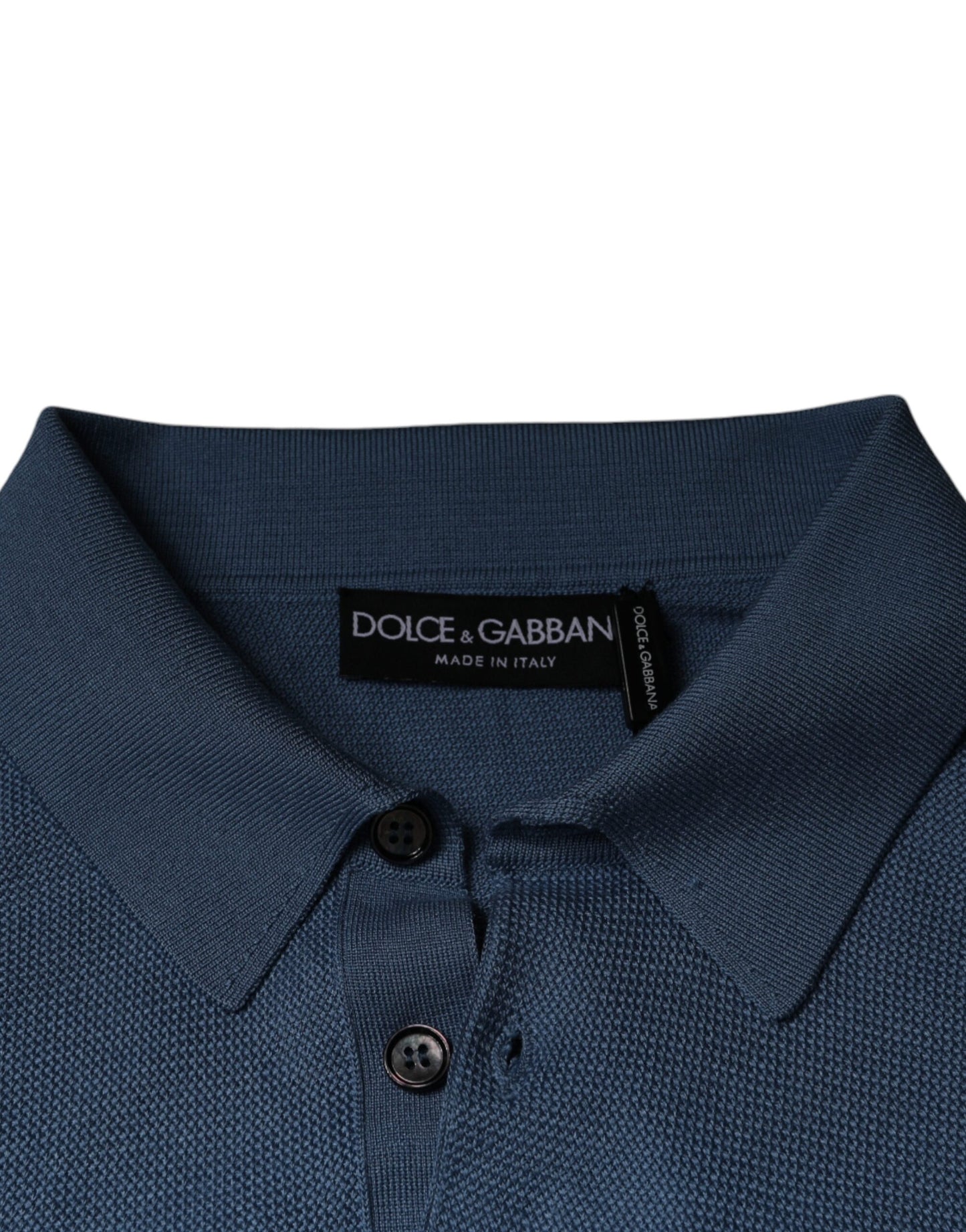 Dolce & Gabbana Sky Blue Silk Collared Men Pullover Sweater IT48 / M