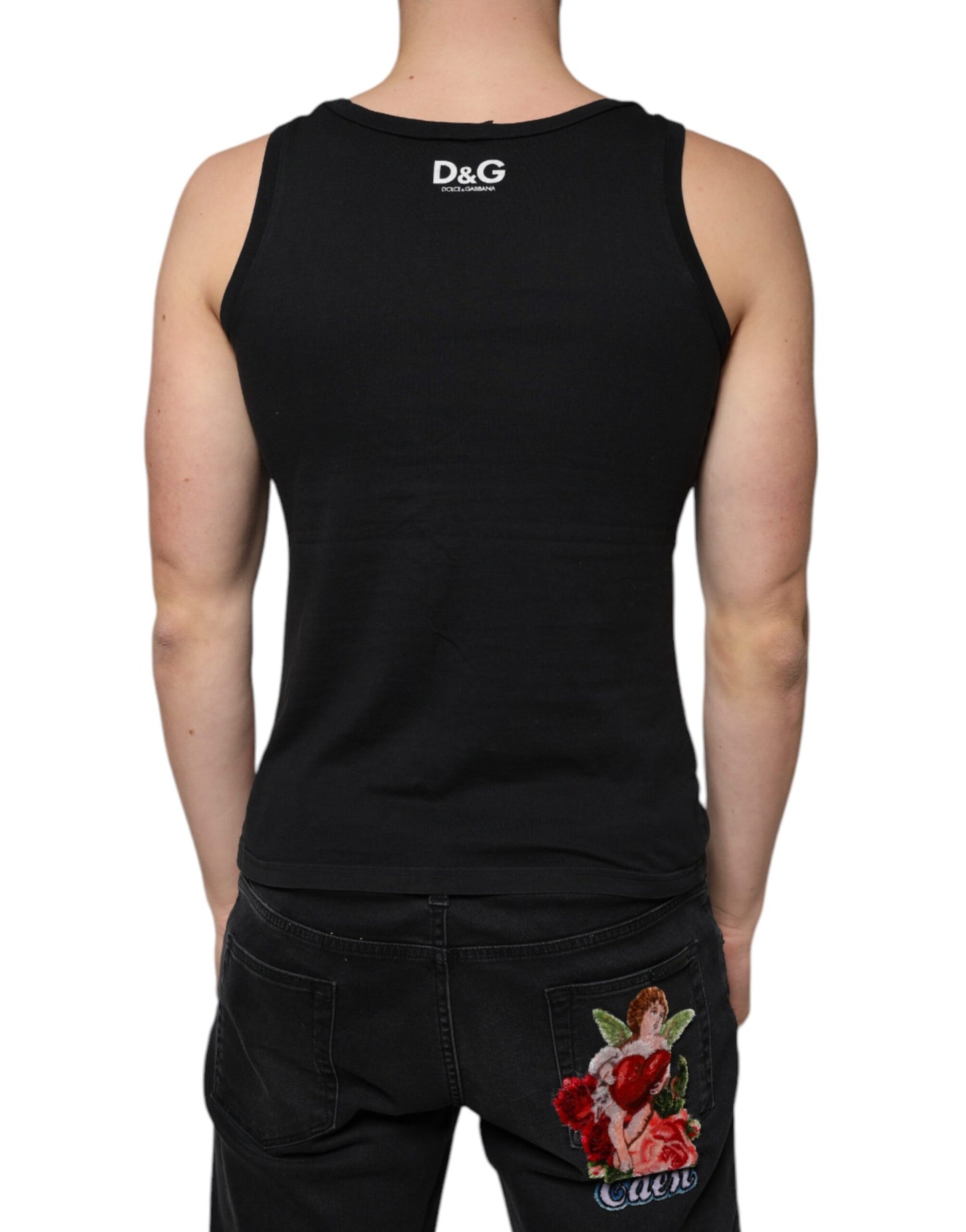 Dolce & Gabbana Black Cotton Tank Sleeveless Men T-shirt IT50 / L