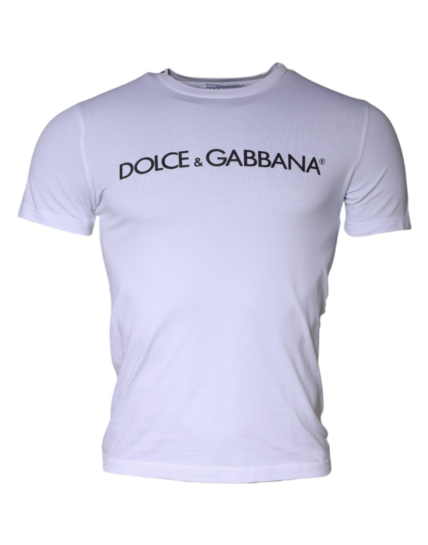 Dolce & Gabbana White Logo Print Cotton Crew Neck T-shirt IT44 / XS