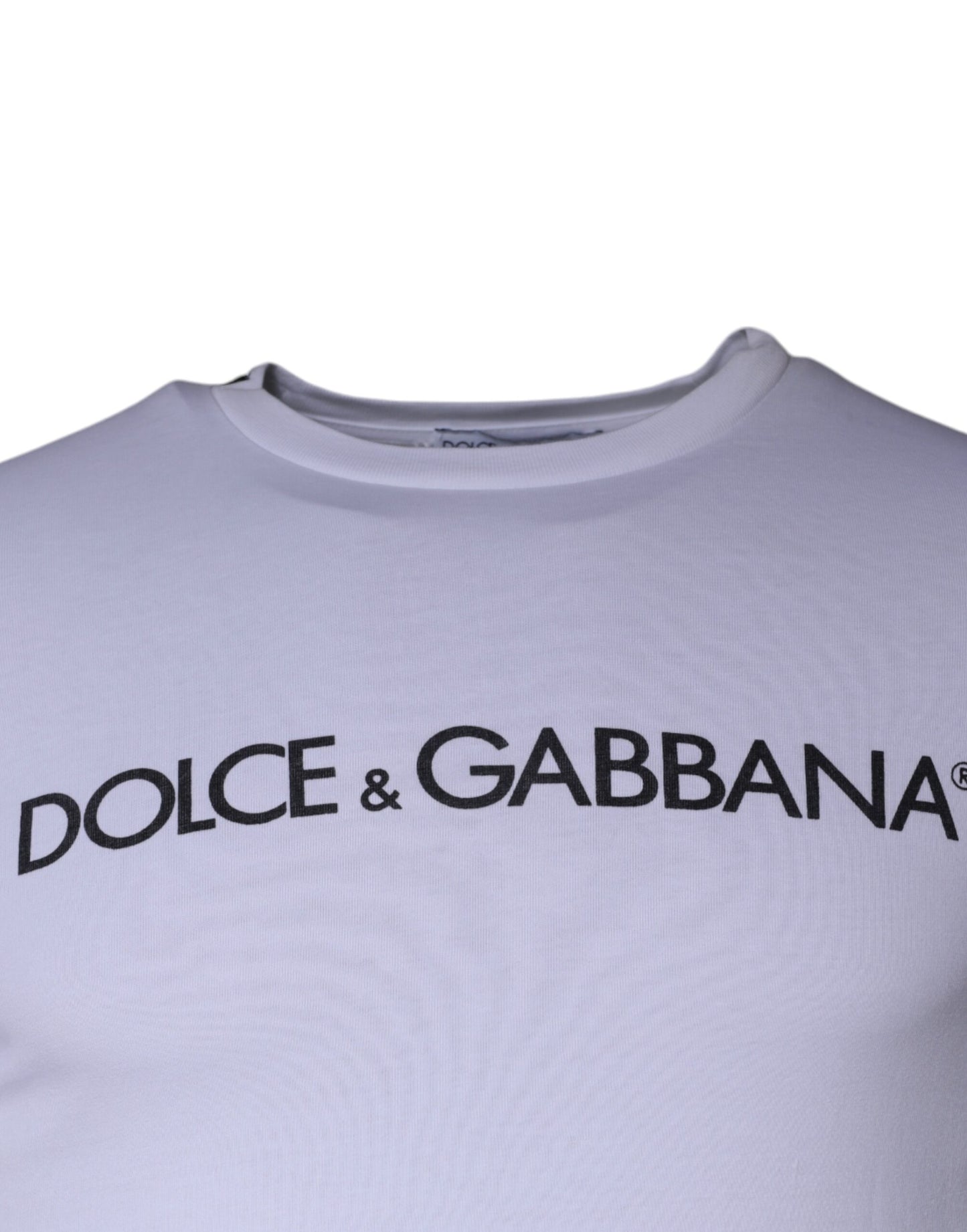 Dolce & Gabbana White Logo Print Cotton Crew Neck T-shirt IT44 / XS