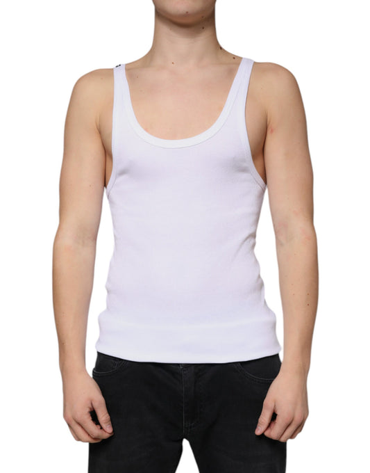 Dolce & Gabbana White Tank Sleeveless Round Neck T-shirt IT5 / M