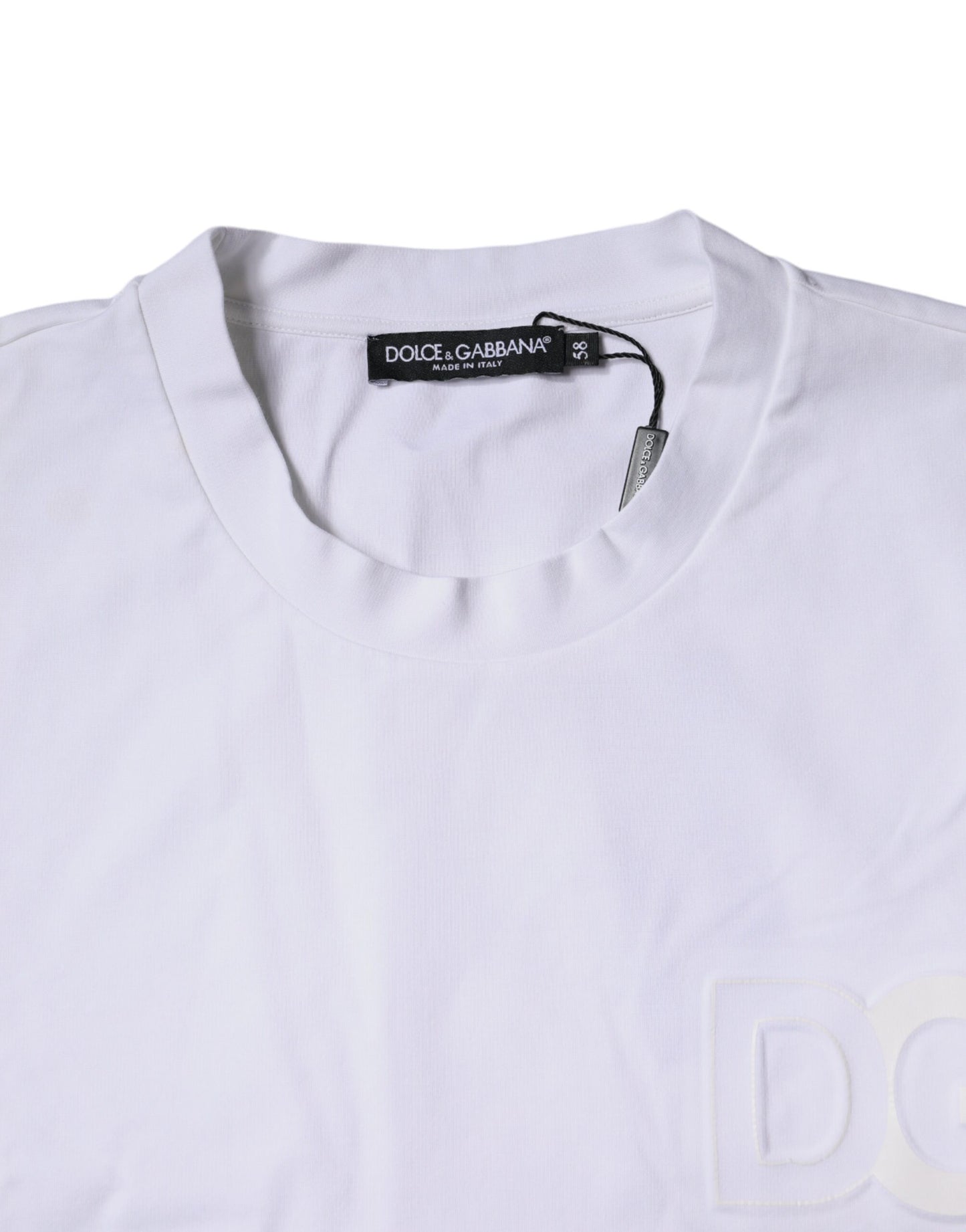 Dolce & Gabbana White Embossed Logo Crew Neck T-shirt IT58 / 3XL