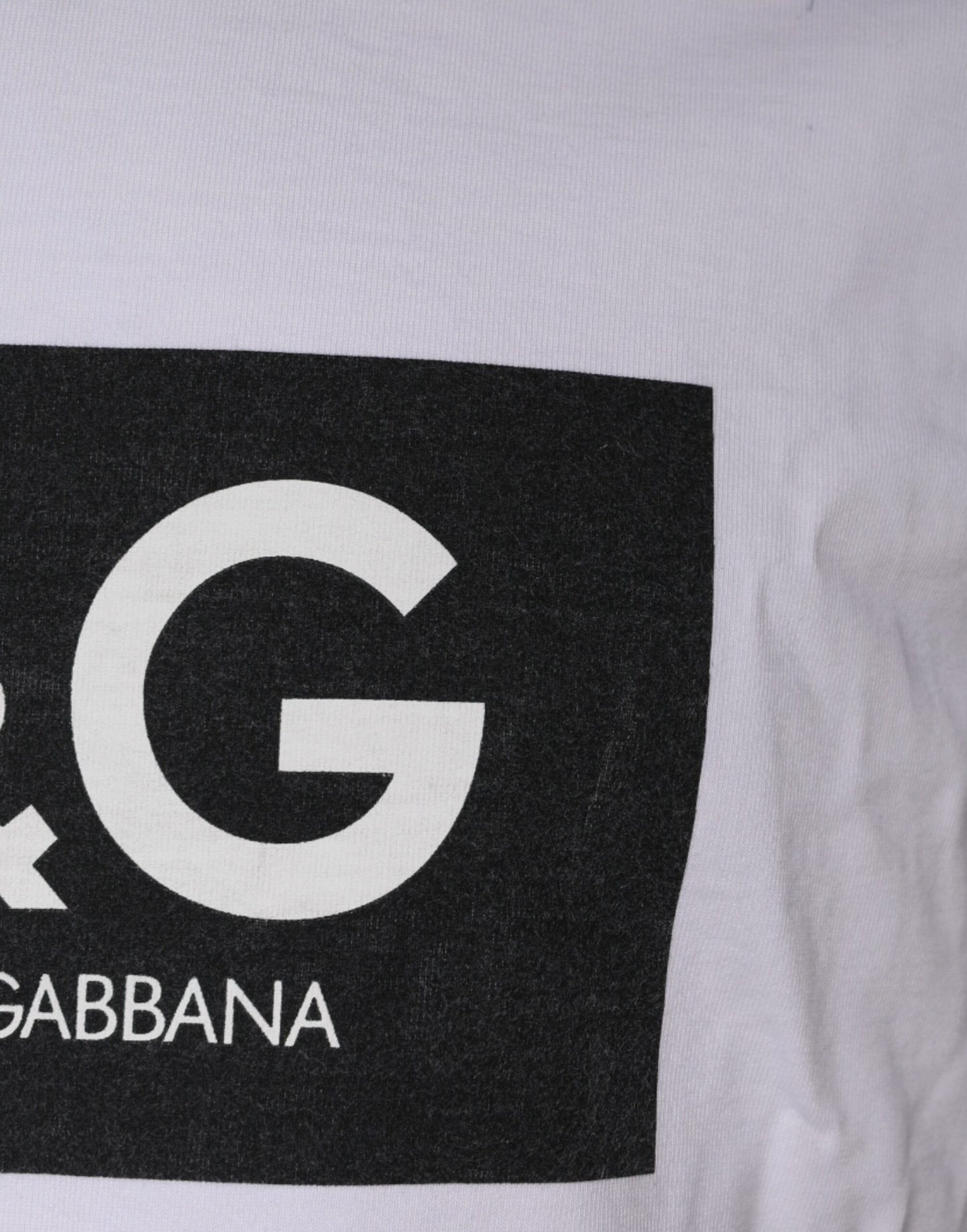 Dolce & Gabbana White Logo Print Cotton Crew Neck T- shirt IT44 / XS