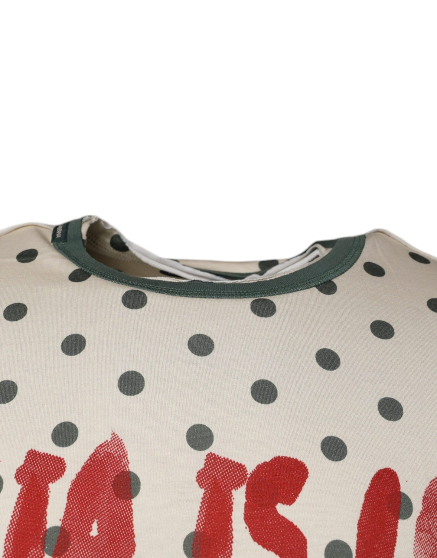 Dolce & Gabbana Beige Graphic Print Polka Dot Cotton T-shirt IT44 / XS