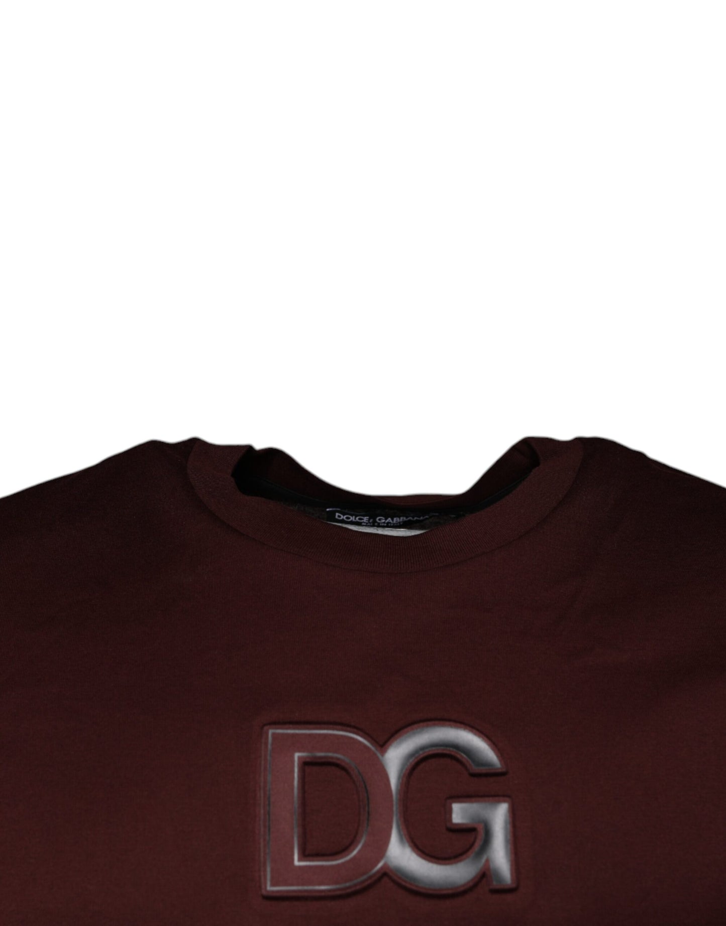 Dolce & Gabbana Maroon DG Logo Cotton Crew Neck T-shirt IT44 / XS