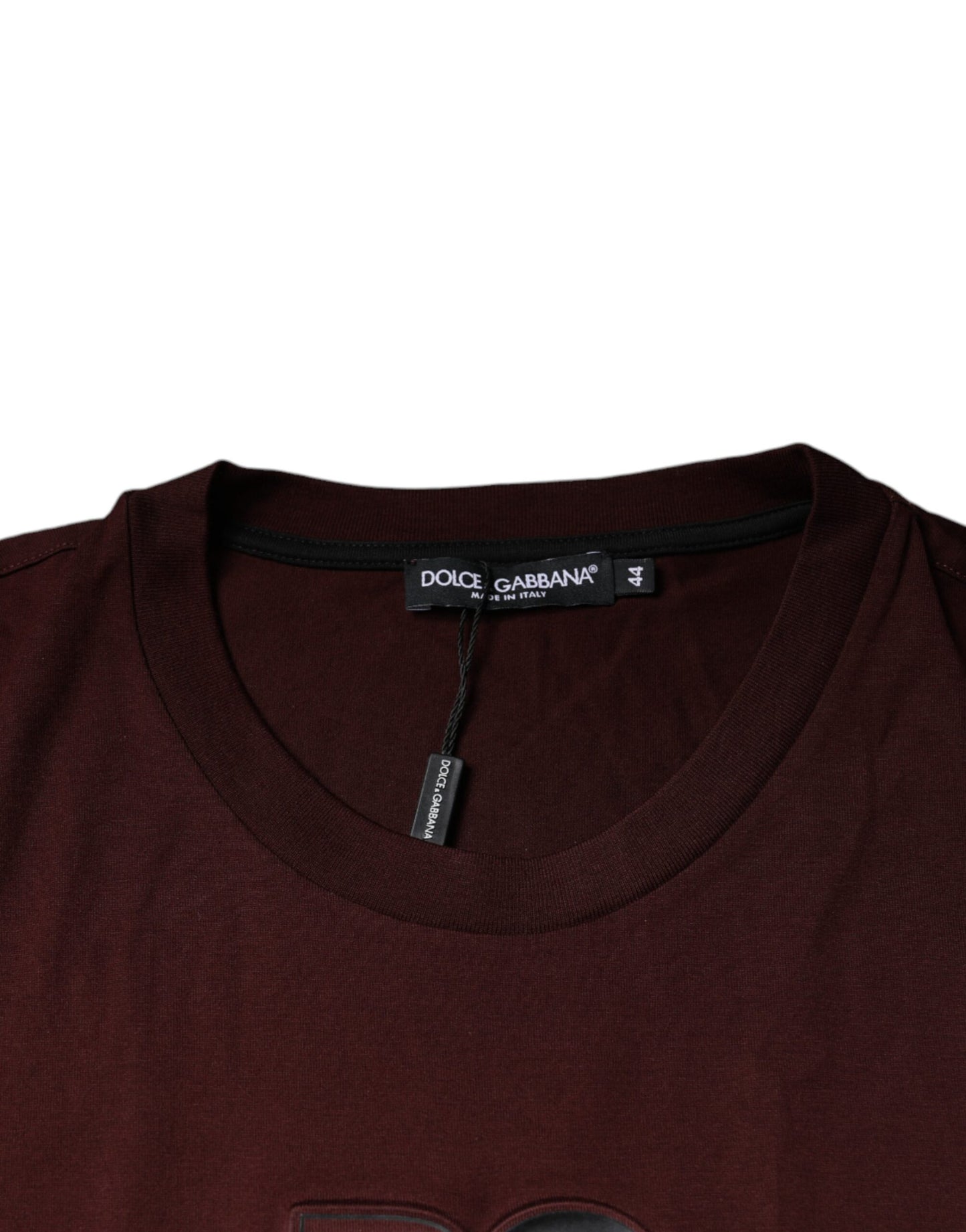 Dolce & Gabbana Maroon DG Logo Cotton Crew Neck T-shirt IT44 / XS