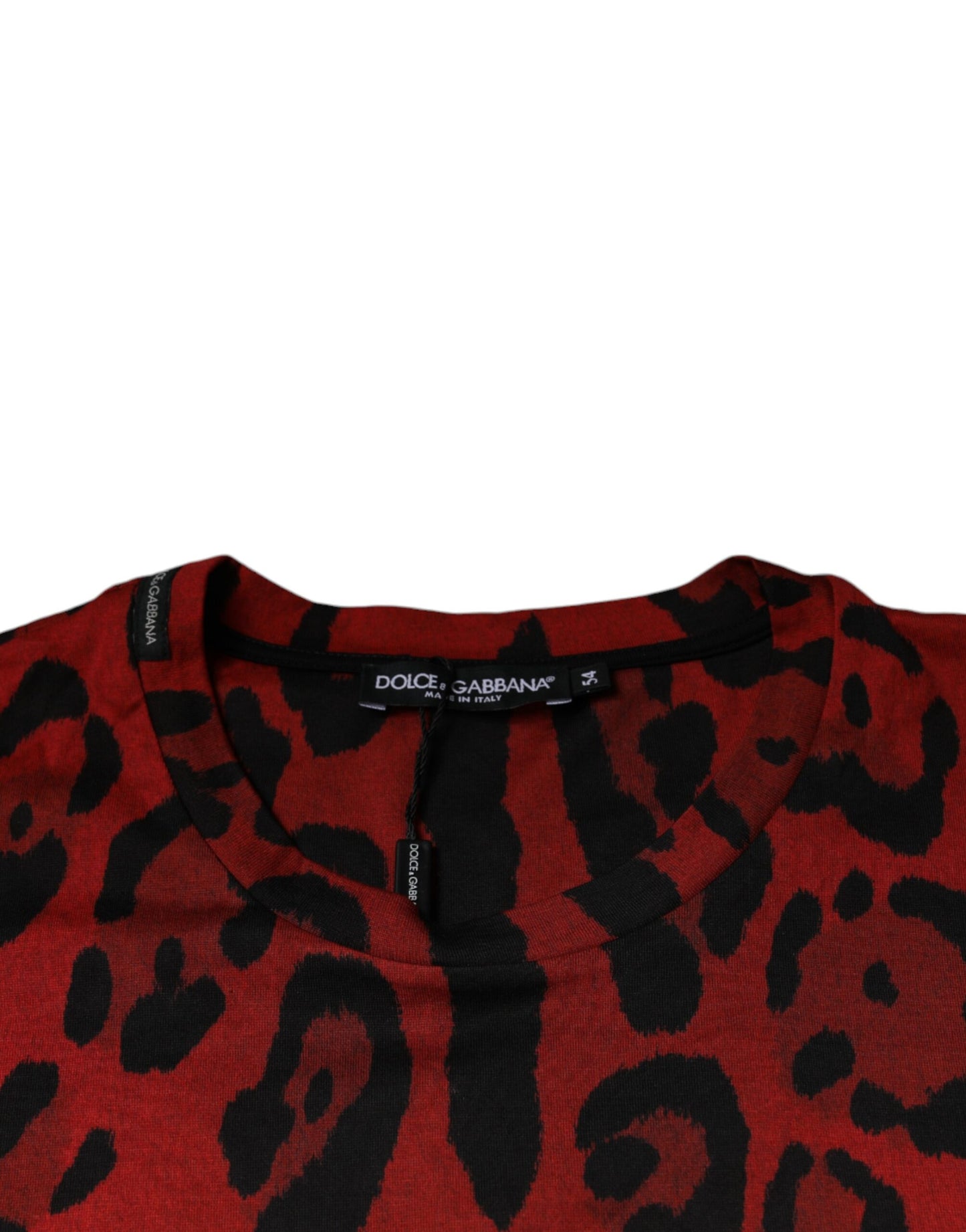 Dolce & Gabbana Red Leopard Cotton Short Sleeves T-shirt IT54 / XL