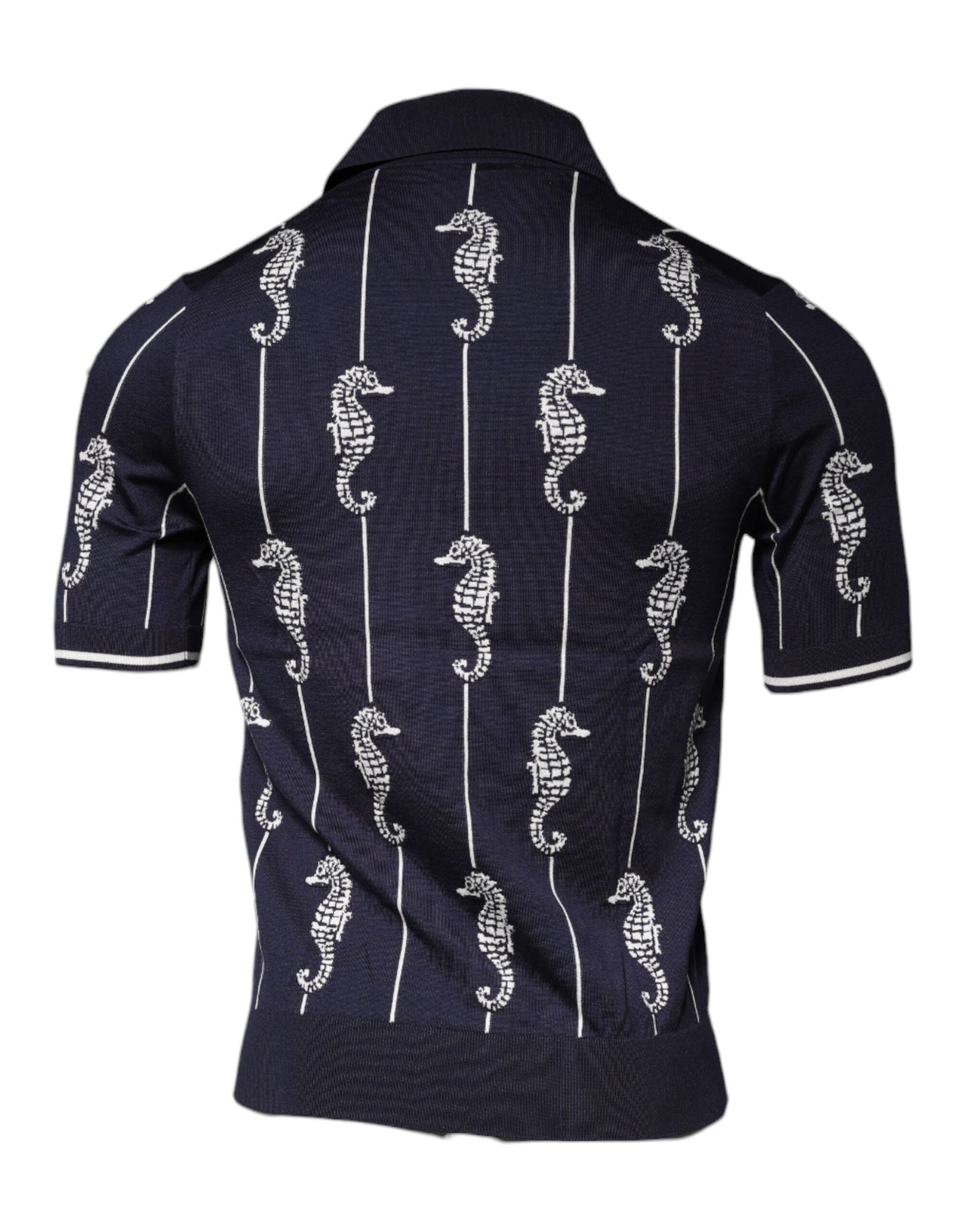 Dolce & Gabbana Dark Blue Sea Horse Collared Polo T-shirt IT46 / S