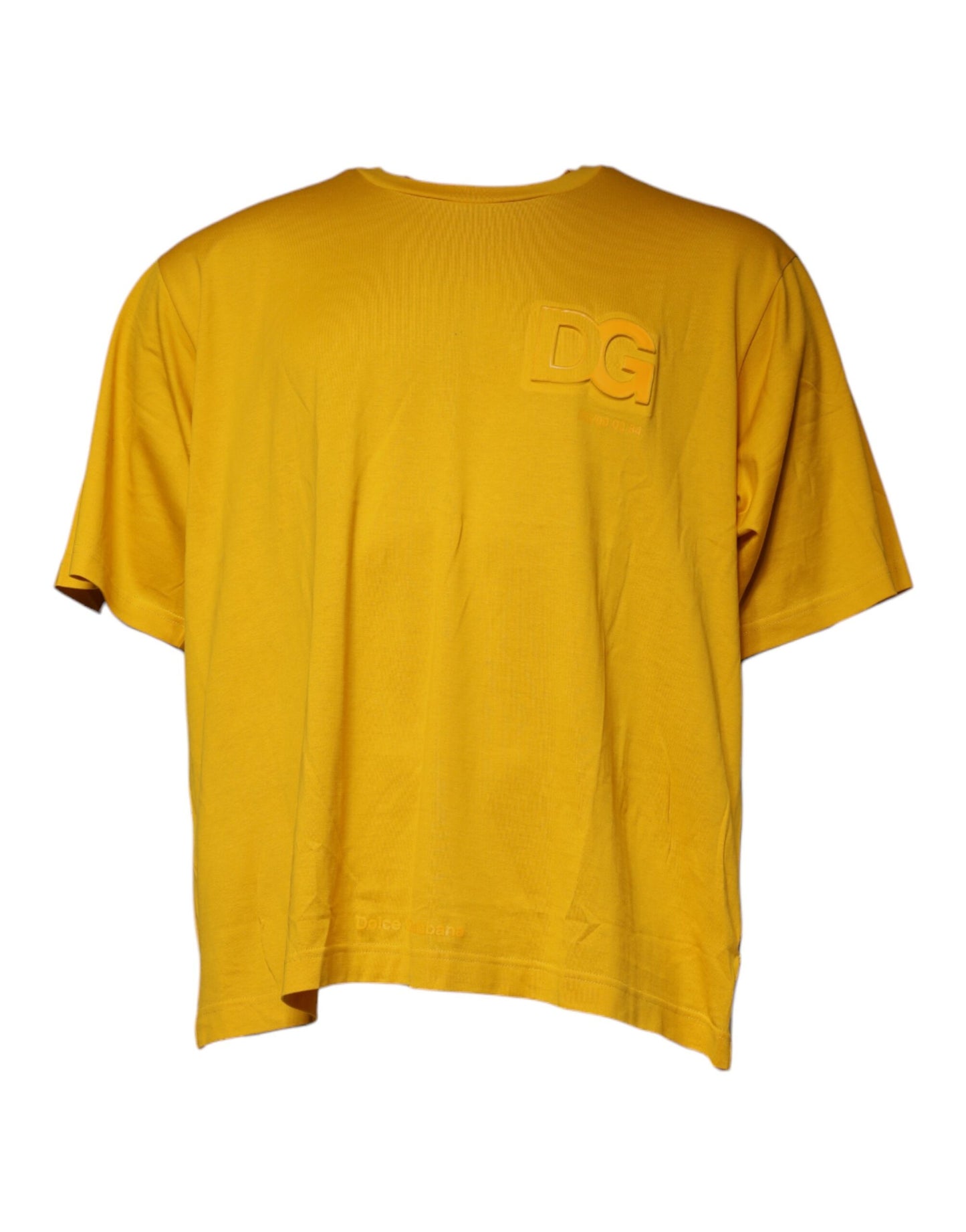 Dolce & Gabbana Mustard Embossed Logo Crew Neck T-shirt IT56 / XXL