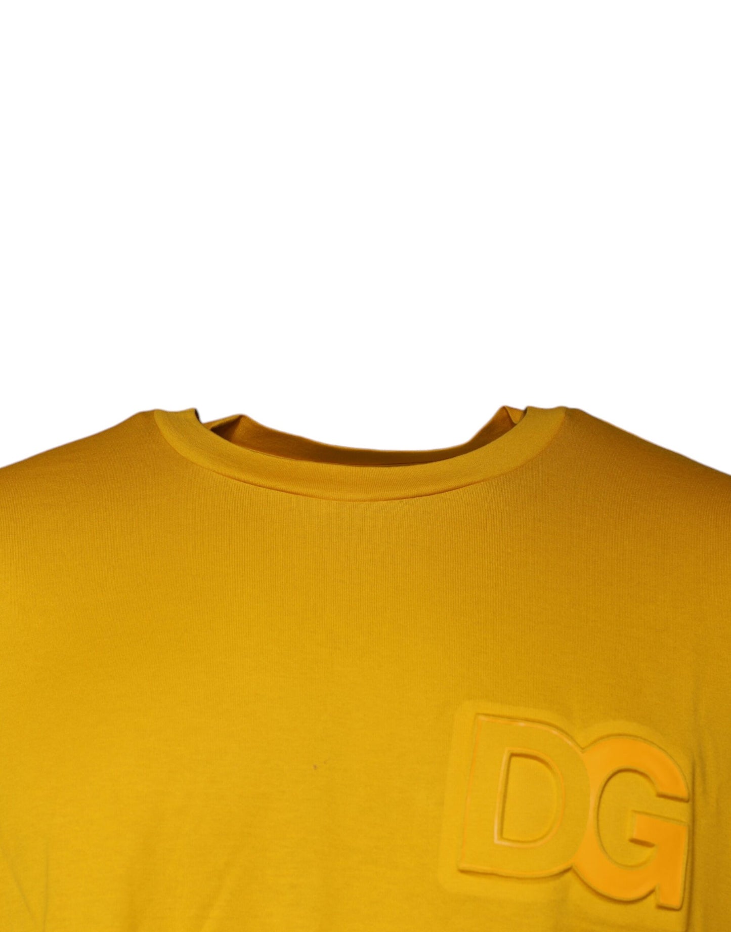 Dolce & Gabbana Mustard Embossed Logo Crew Neck T-shirt IT56 / XXL