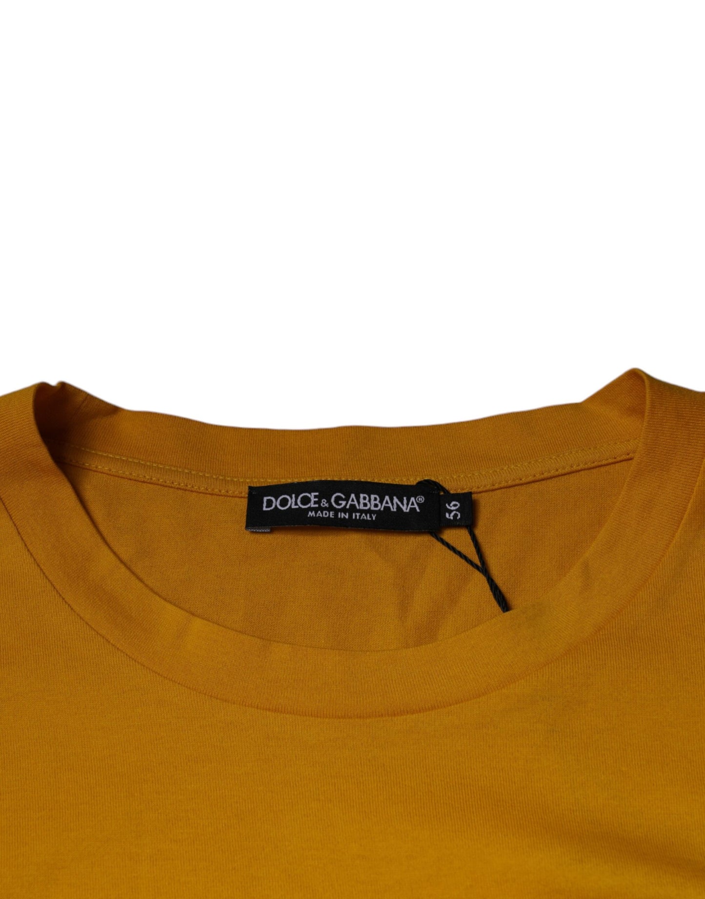 Dolce & Gabbana Mustard Embossed Logo Crew Neck T-shirt IT56 / XXL