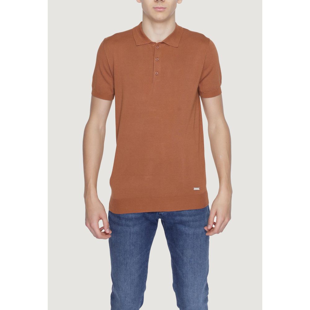 Gianni Lupo Brown Viscose Polo Shirt IT44 | S