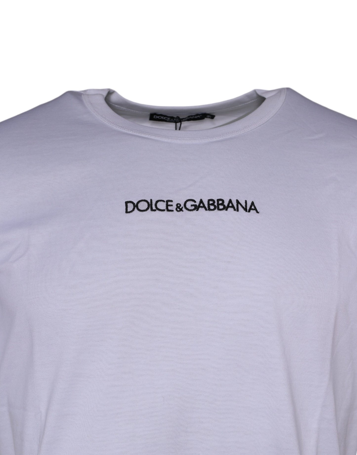 Dolce & Gabbana White Logo Print Cotton Crew Neck T-shirt IT50 / L