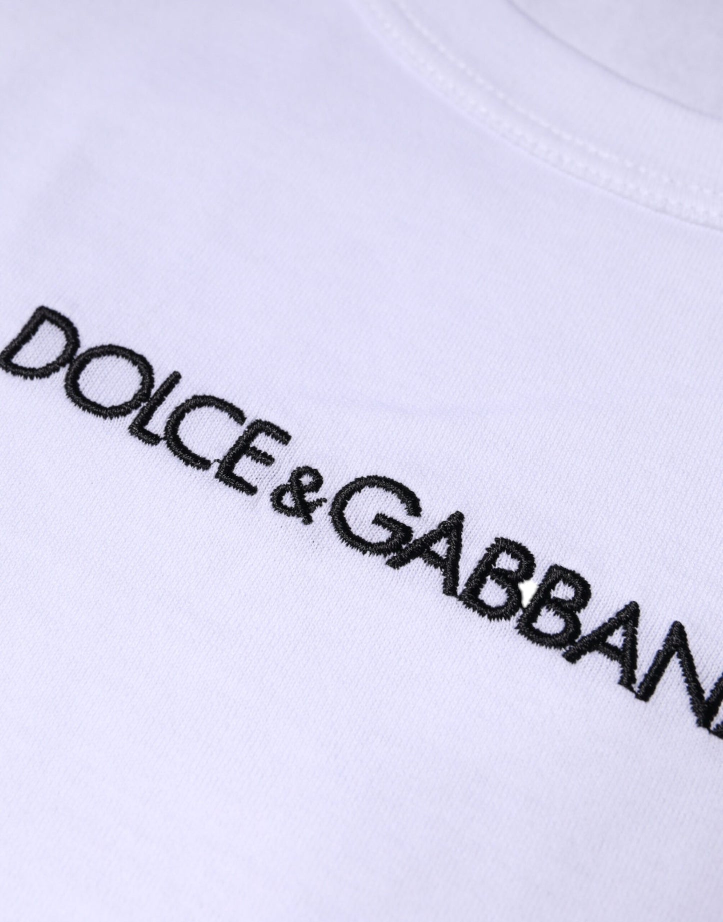 Dolce & Gabbana White Logo Print Cotton Crew Neck T-shirt IT50 / L