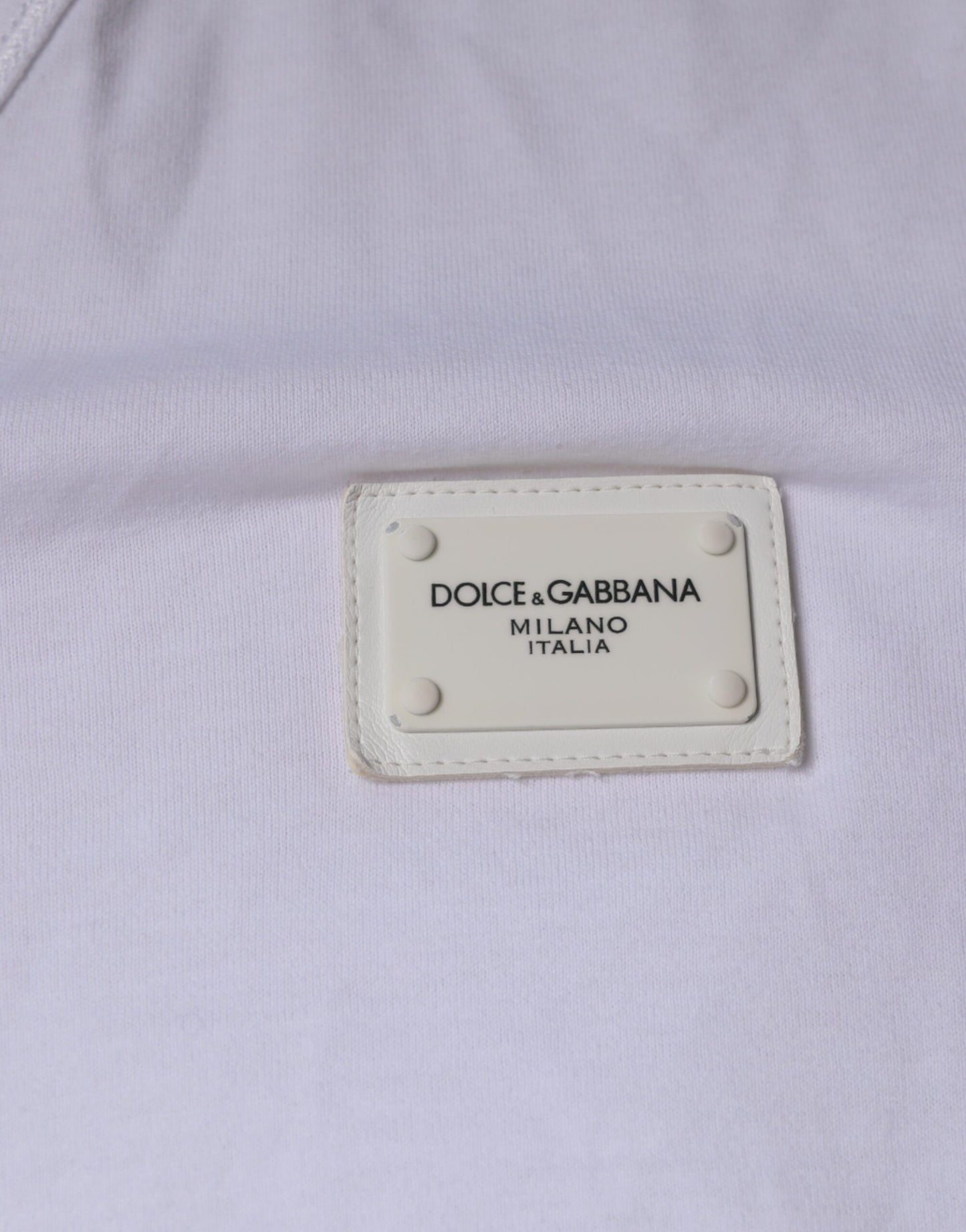 Dolce & Gabbana White Logo Cotton V-neck Short Sleeve T-shirt IT50 / L