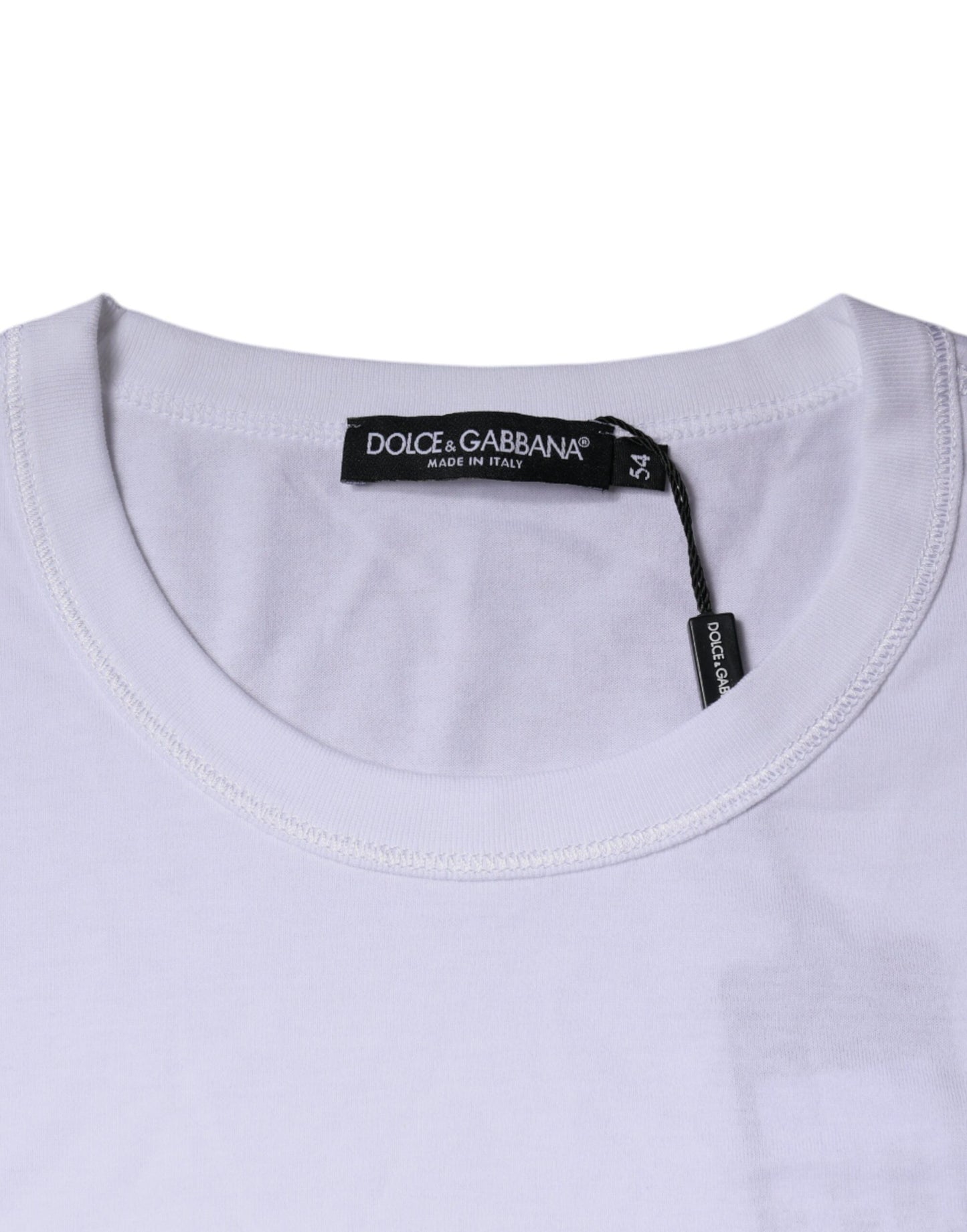 Dolce & Gabbana White Cotton Round Neck Short Sleeve T-shirt IT54 / XL