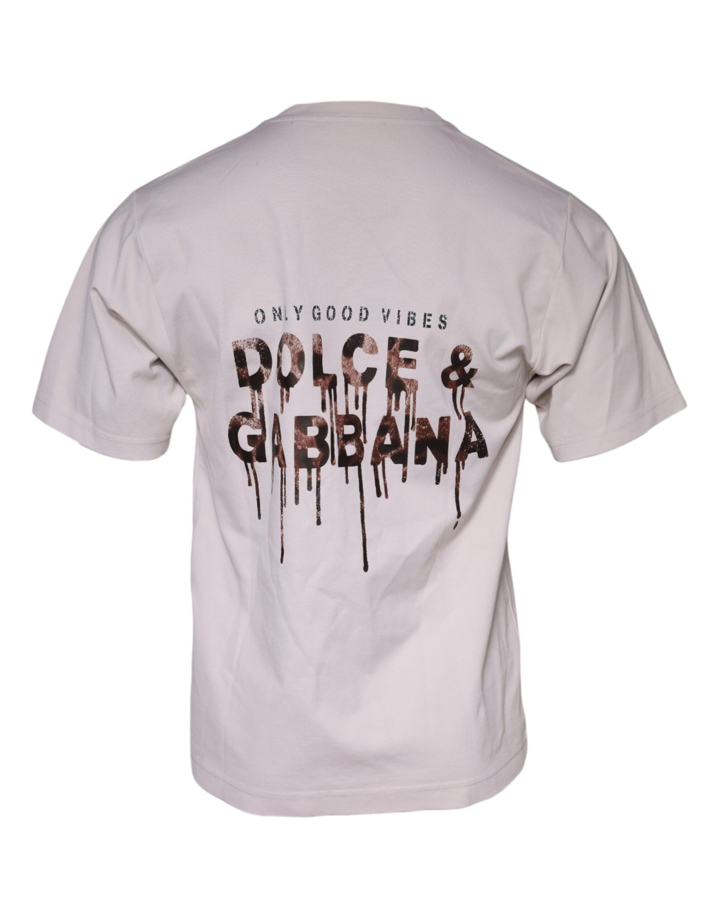 Dolce & Gabbana Beige Logo Cotton Blend Crew Neck T-shirt IT44 / XS