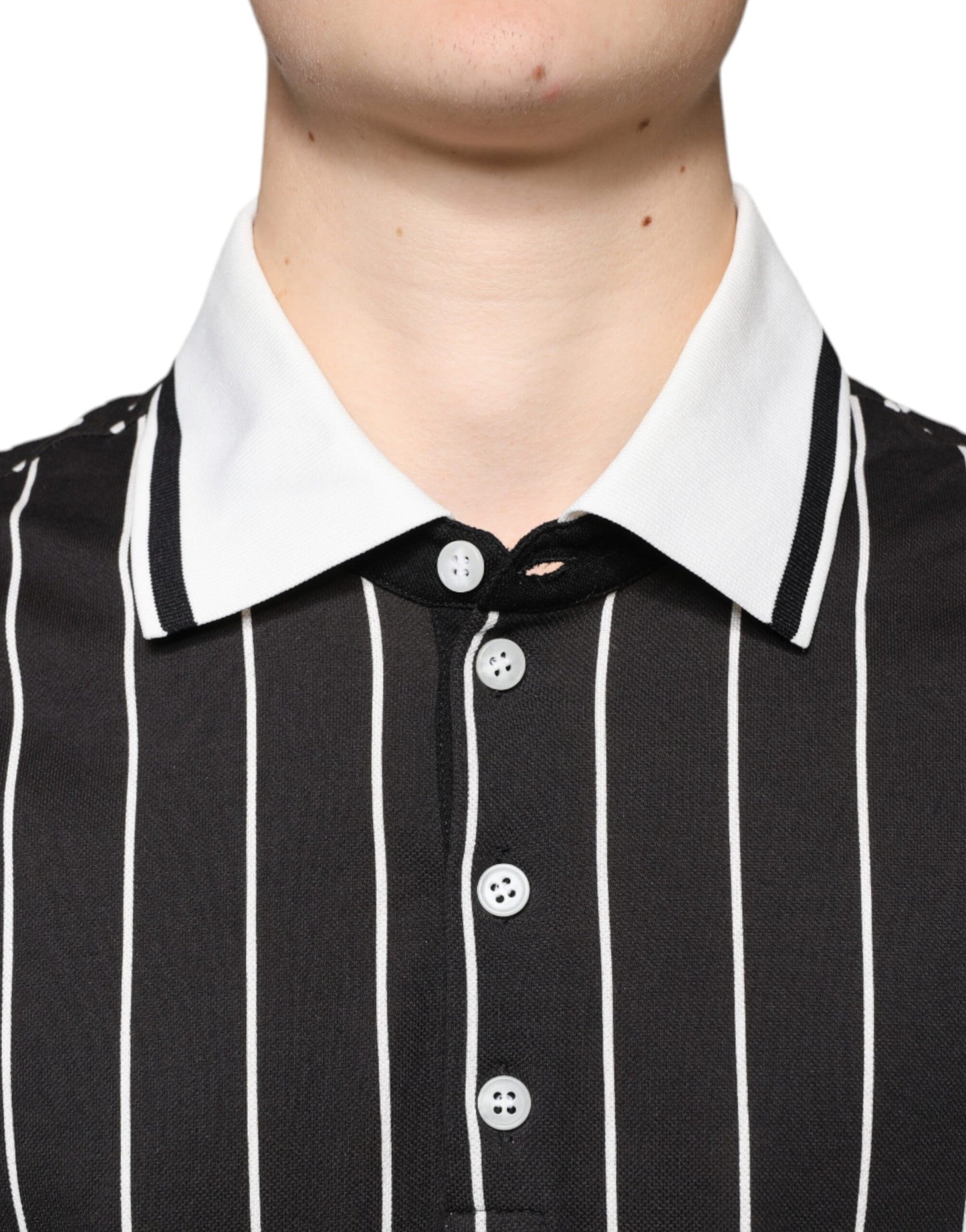 Dolce & Gabbana Black White Stripes Collared Polo T-shirt IT54 / XL