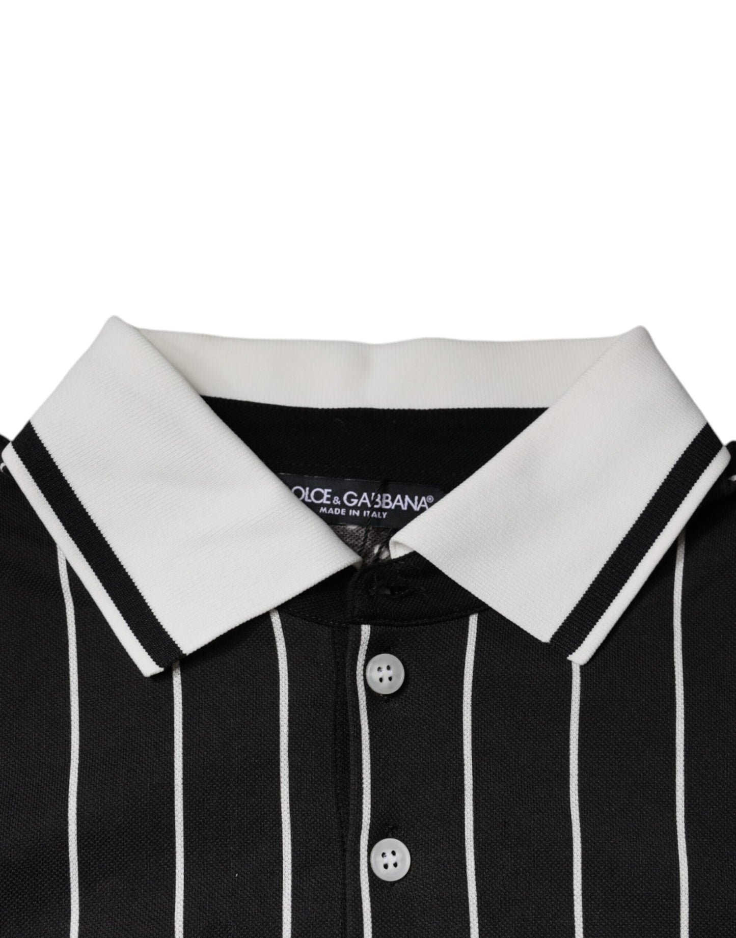 Dolce & Gabbana Black White Stripes Collared Polo T-shirt IT54 / XL