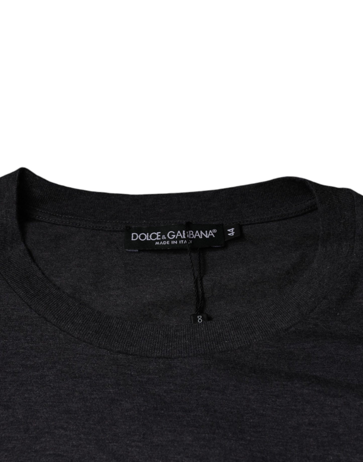 Dolce & Gabbana Gray Logo Patch Cotton Crew Neck T-shirt IT44 / XS