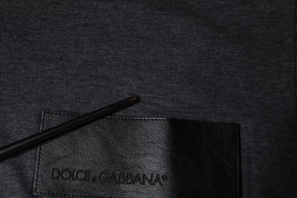 Dolce & Gabbana Gray Logo Patch Cotton Crew Neck T-shirt IT44 / XS