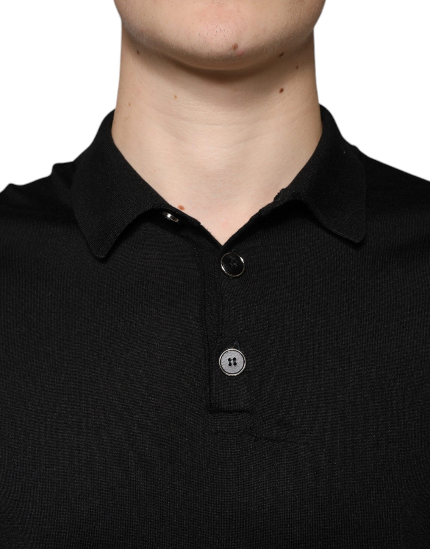 Dolce & Gabbana Black Silk Short Sleeves Men Polo T-shirt IT48 / M