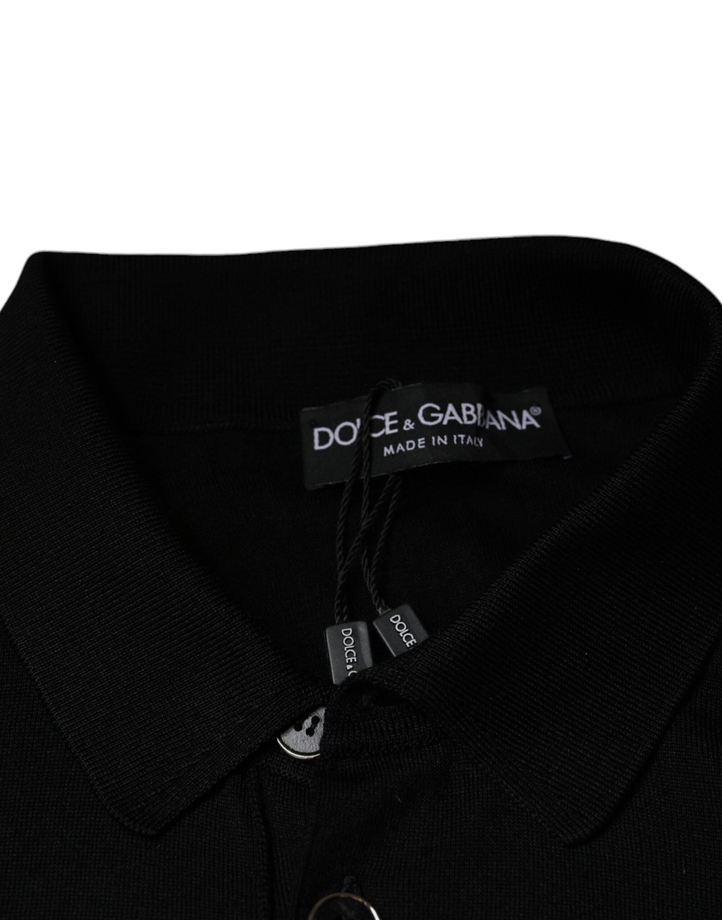 Dolce & Gabbana Black Silk Short Sleeves Men Polo T-shirt IT48 / M