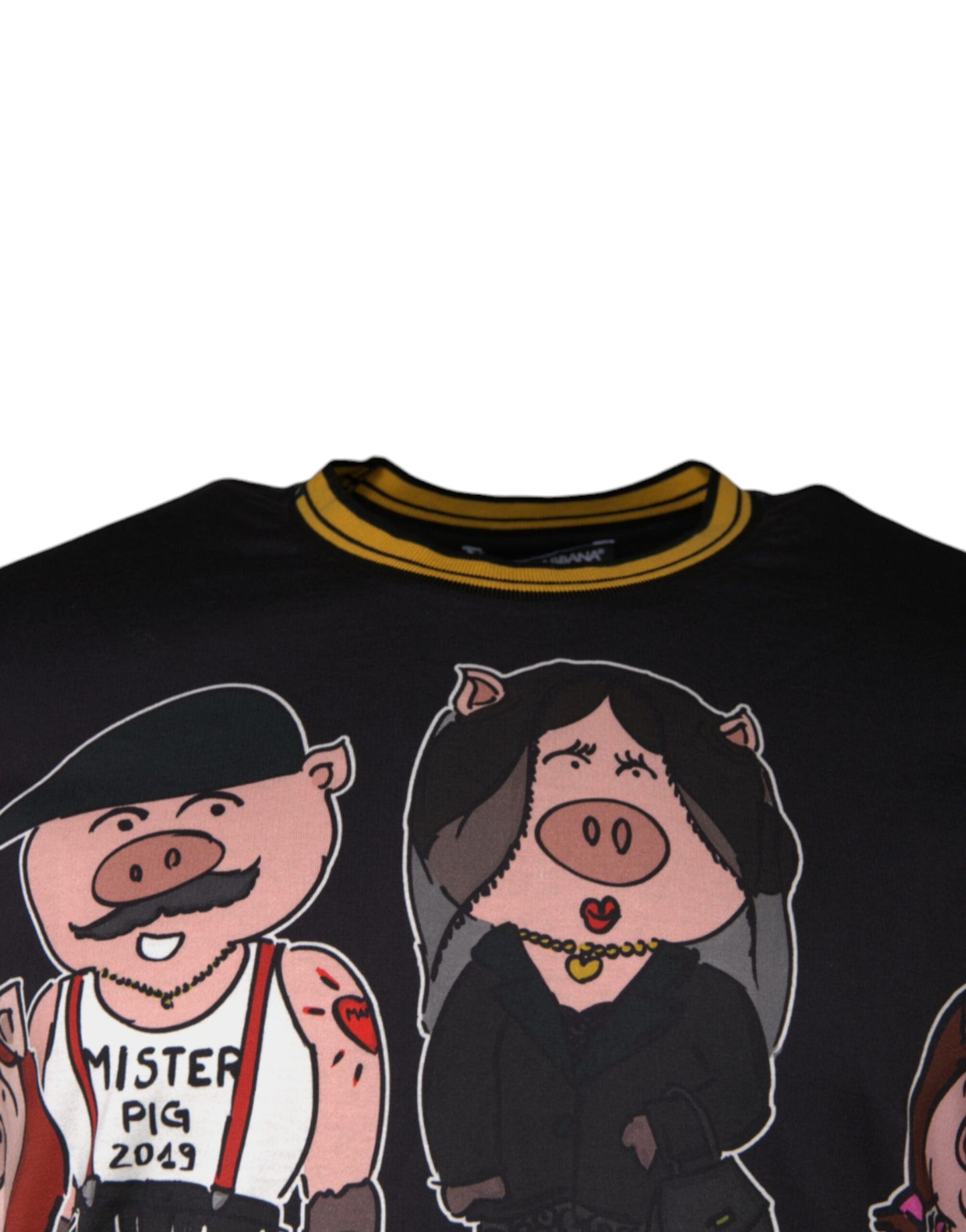 Dolce & Gabbana Black Pig Family Cotton Crew Neck T-shirt IT50 / L