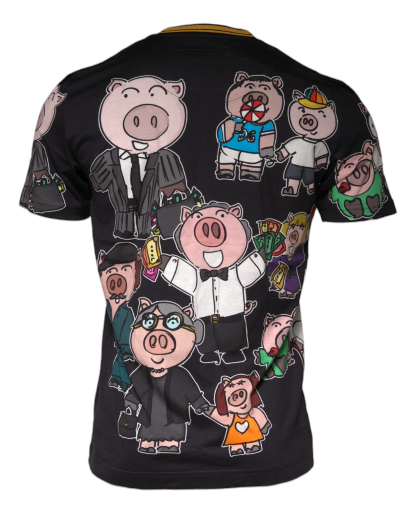 Dolce & Gabbana Black Pig Family Cotton Crew Neck T-shirt IT50 / L