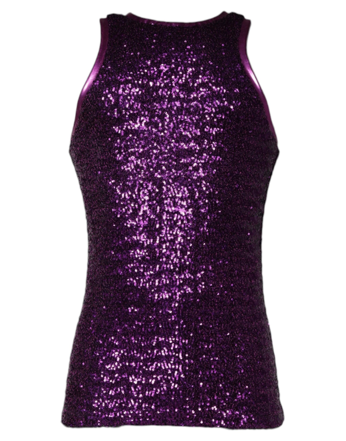 Dolce & Gabbana Purple Sequin Round Neck Sleeveless T-shirt IT48 / M