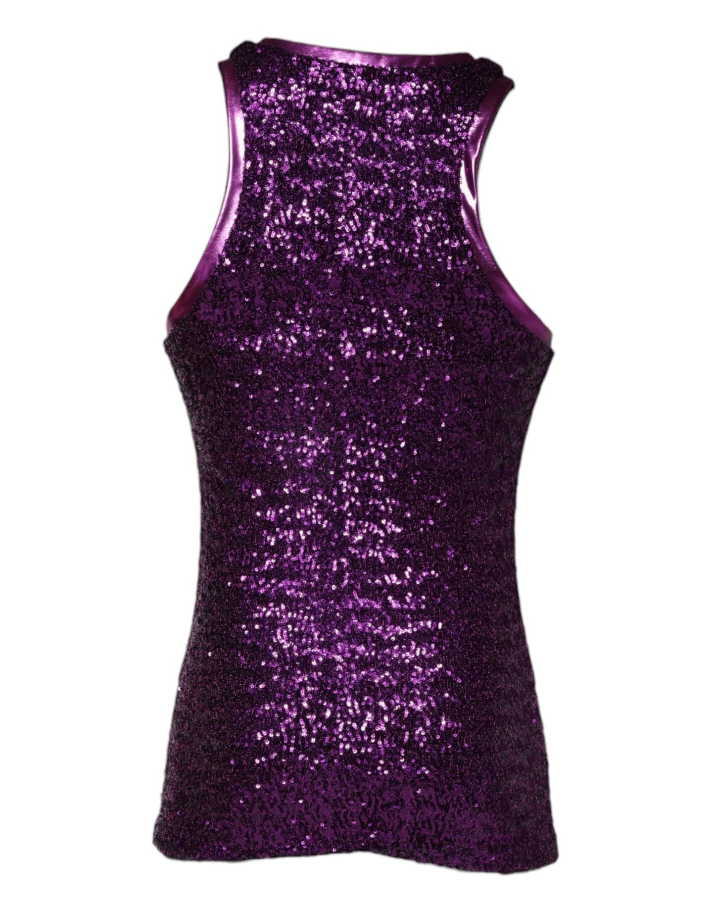 Dolce & Gabbana Purple Sequin Round Neck Sleeveless T-shirt IT48 / M