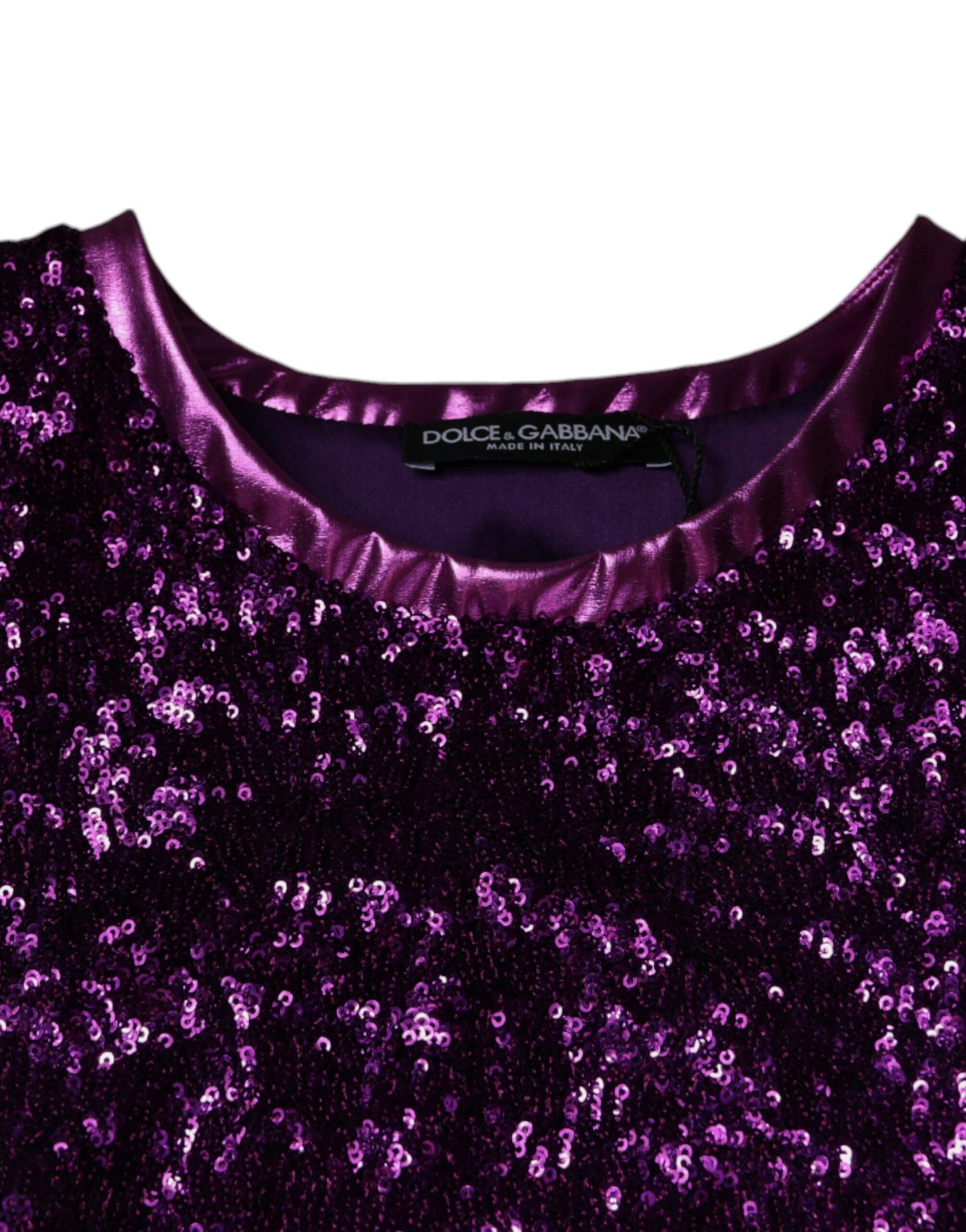 Dolce & Gabbana Purple Sequin Round Neck Sleeveless T-shirt IT48 / M