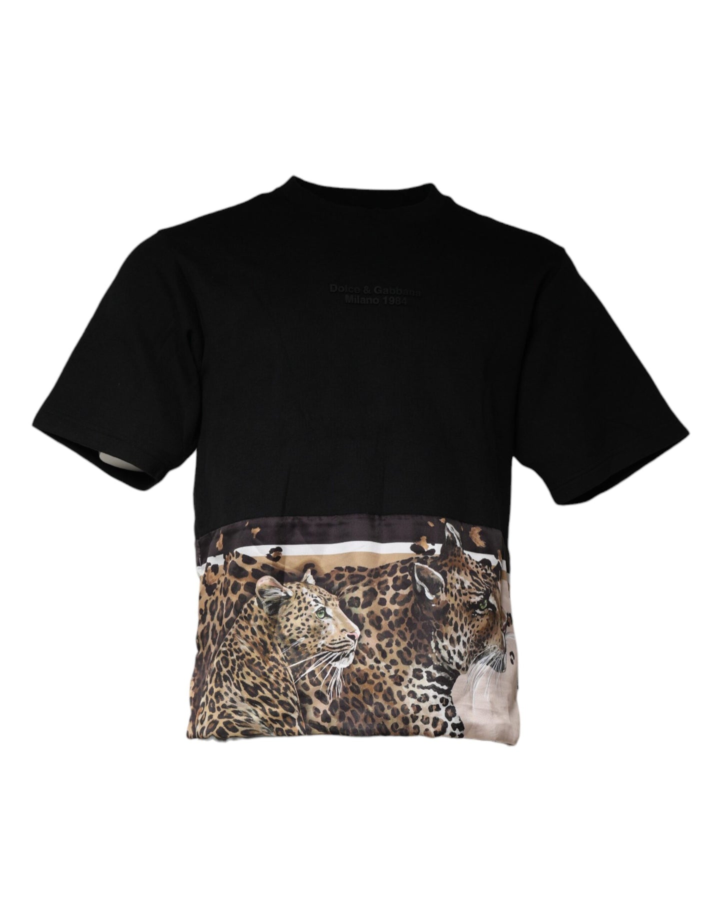 Dolce & Gabbana Black Leopard Cotton Short Sleeves T-shirt IT46 / S