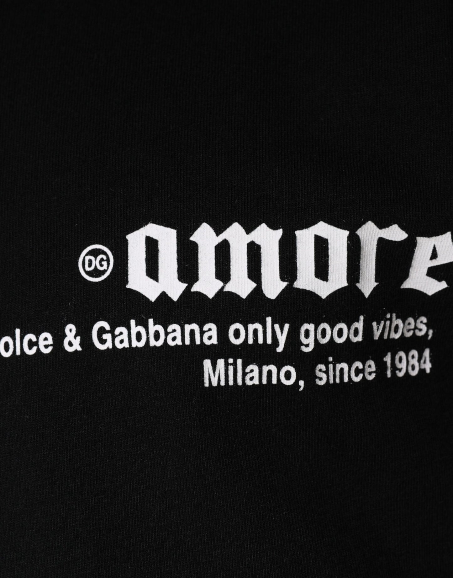 Dolce & Gabbana Black Amore Print Cotton Crew Neck T-shirt IT46 / S