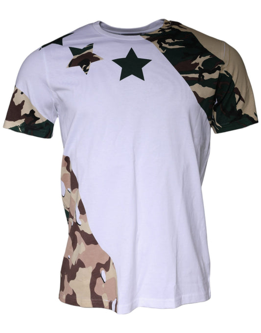 Dolce & Gabbana White Camouflage Stars Crew Neck T-shirt IT48 / M