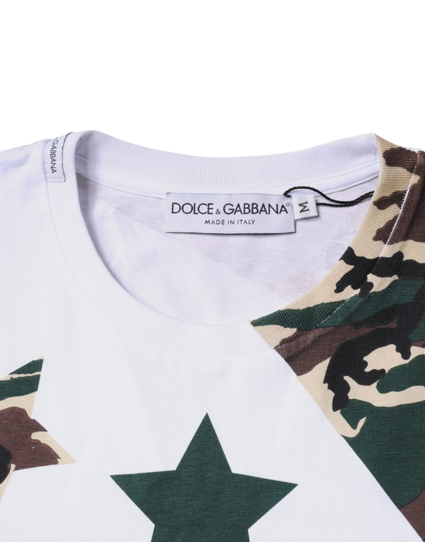 Dolce & Gabbana White Camouflage Stars Crew Neck T-shirt IT48 / M