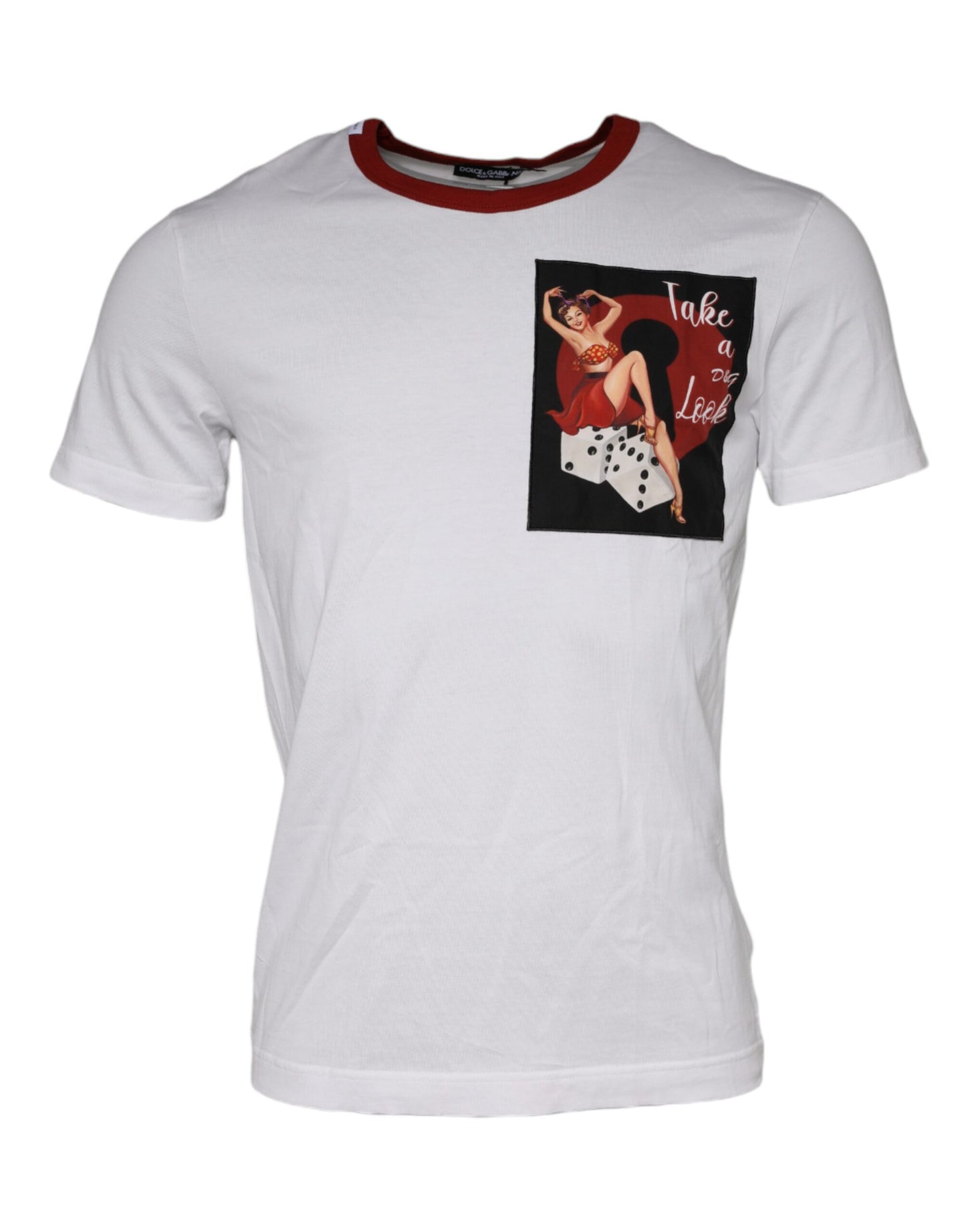 Dolce & Gabbana White Graphic Print Cotton Crew Neck T-shirt IT46 / S