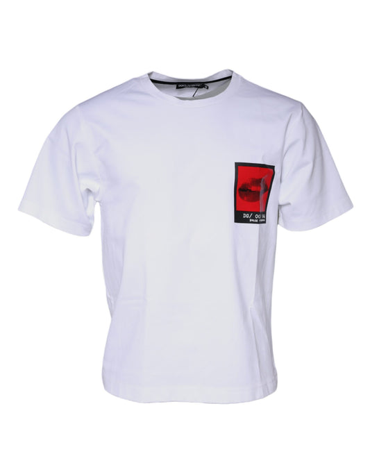 Dolce & Gabbana White Red Lips Print Cotton T-shirt IT44 / XS