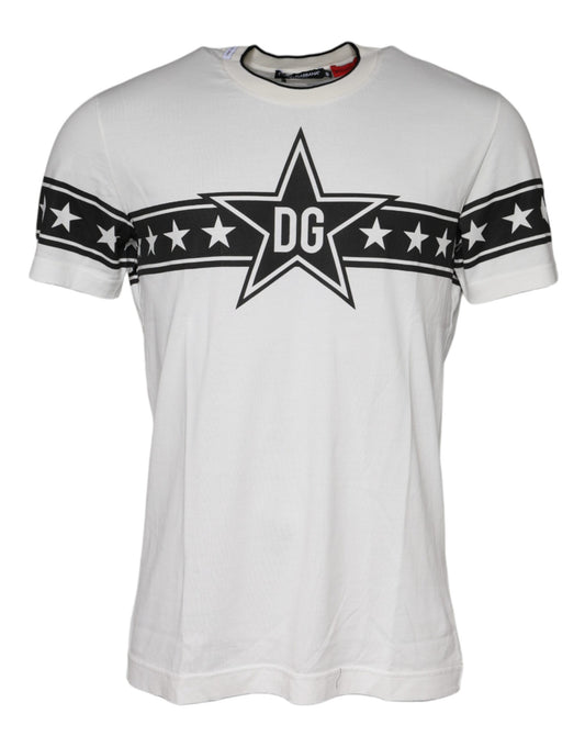 Dolce & Gabbana White DG Stars Print Cotton T-shirt IT48 / M