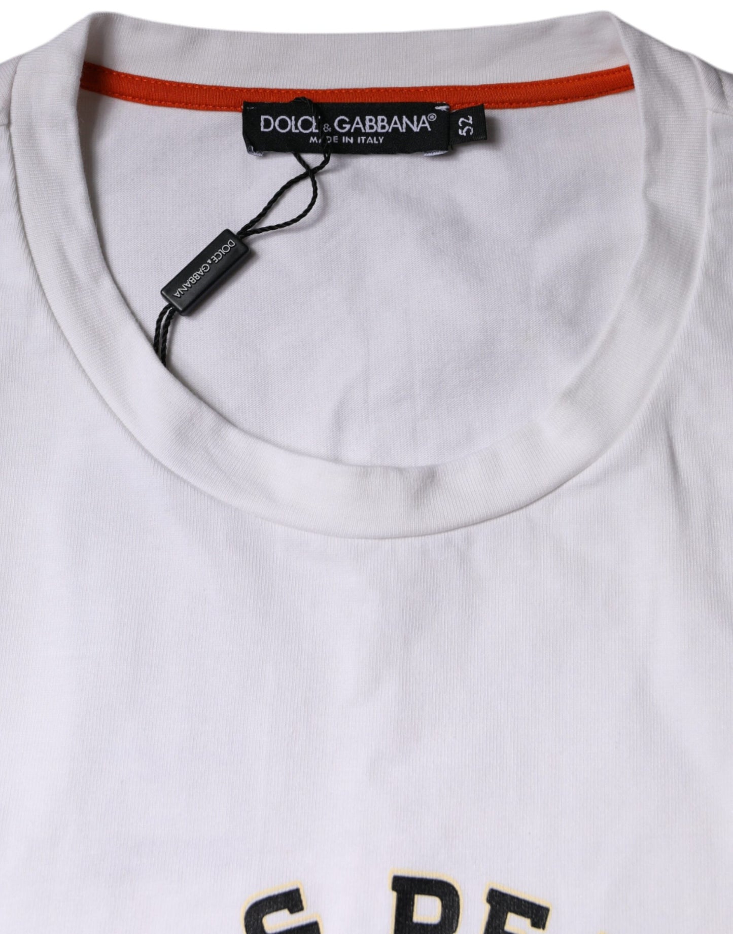 Dolce & Gabbana White Love & Peace Cotton Round Neck T-shirt IT52 / XL