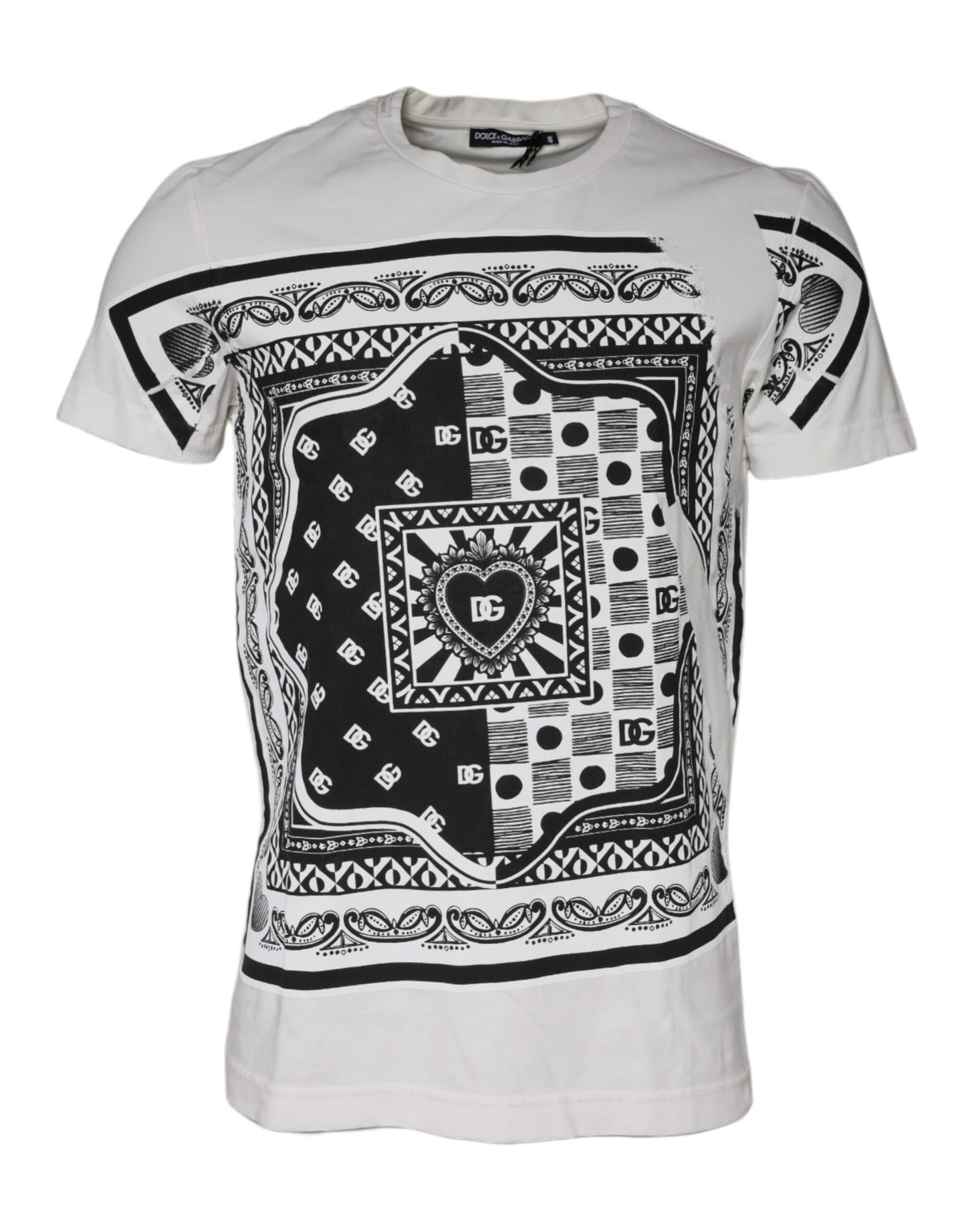 Dolce & Gabbana White Bandana Print Cotton Short Sleeves T-shirt IT46 / S