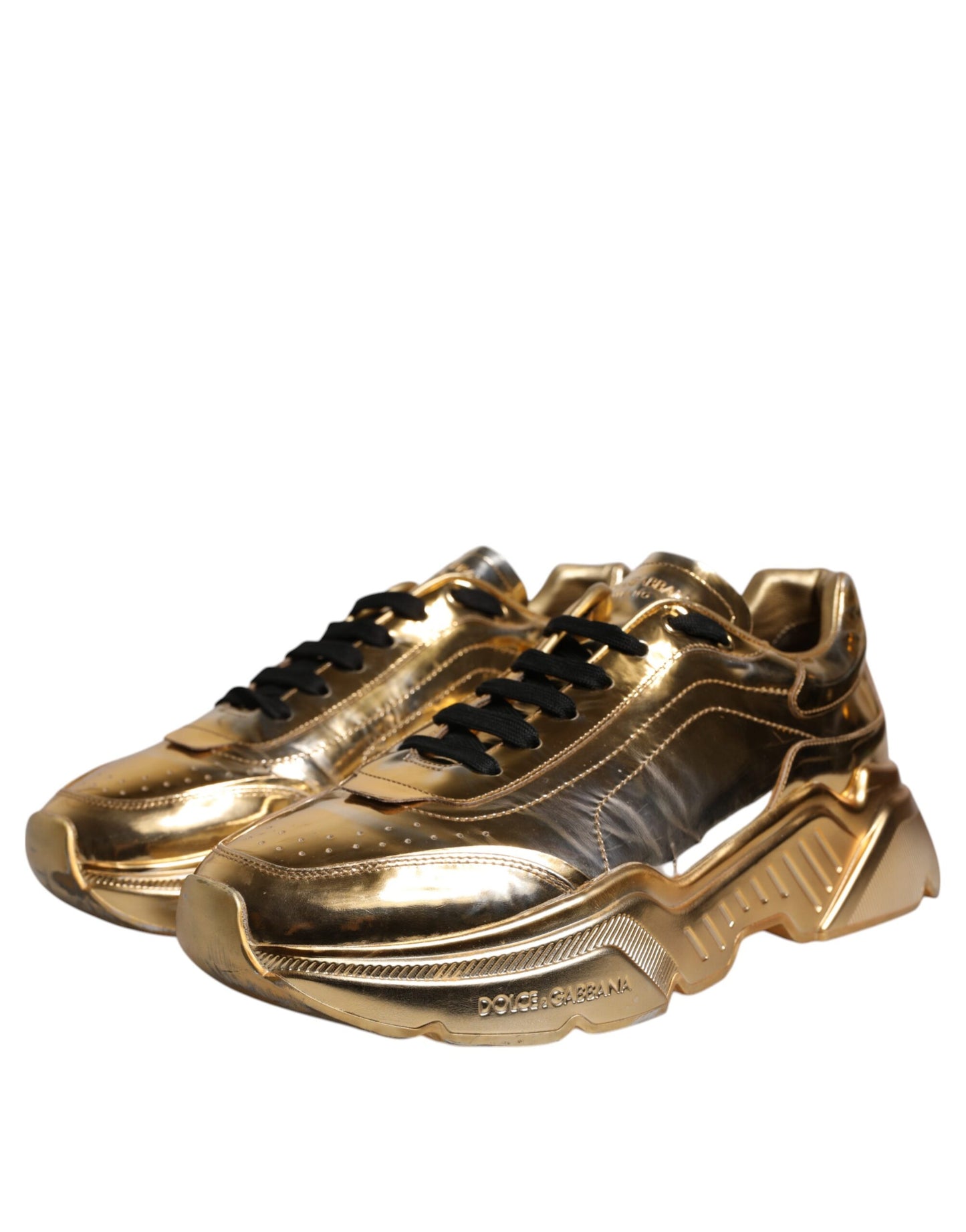 Dolce & Gabbana Gold Leather Daymaster Low Top Sneakers Shoes EU44 / US11