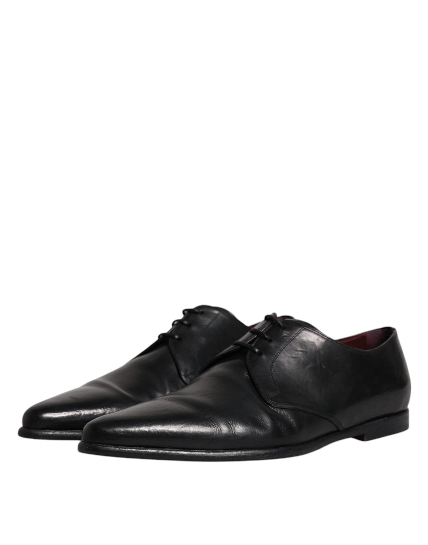 Dolce & Gabbana Black Leather Lace Up Men Derby Formal Shoes EU44 / US11