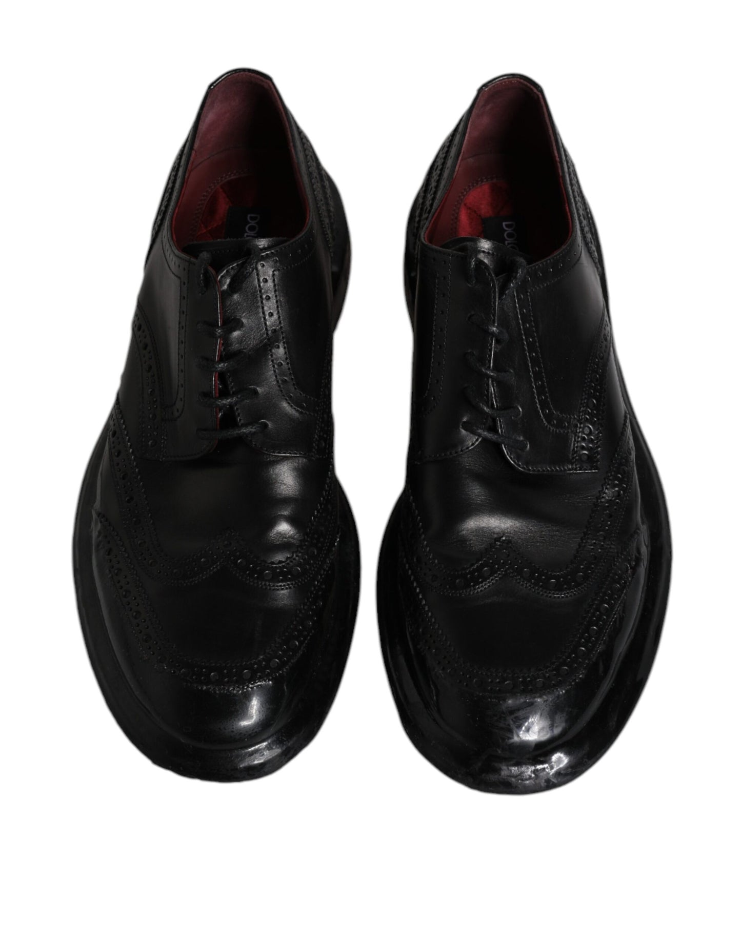 Dolce & Gabbana Black Leather Derby Wingtip Formal Shoes EU42 / US9